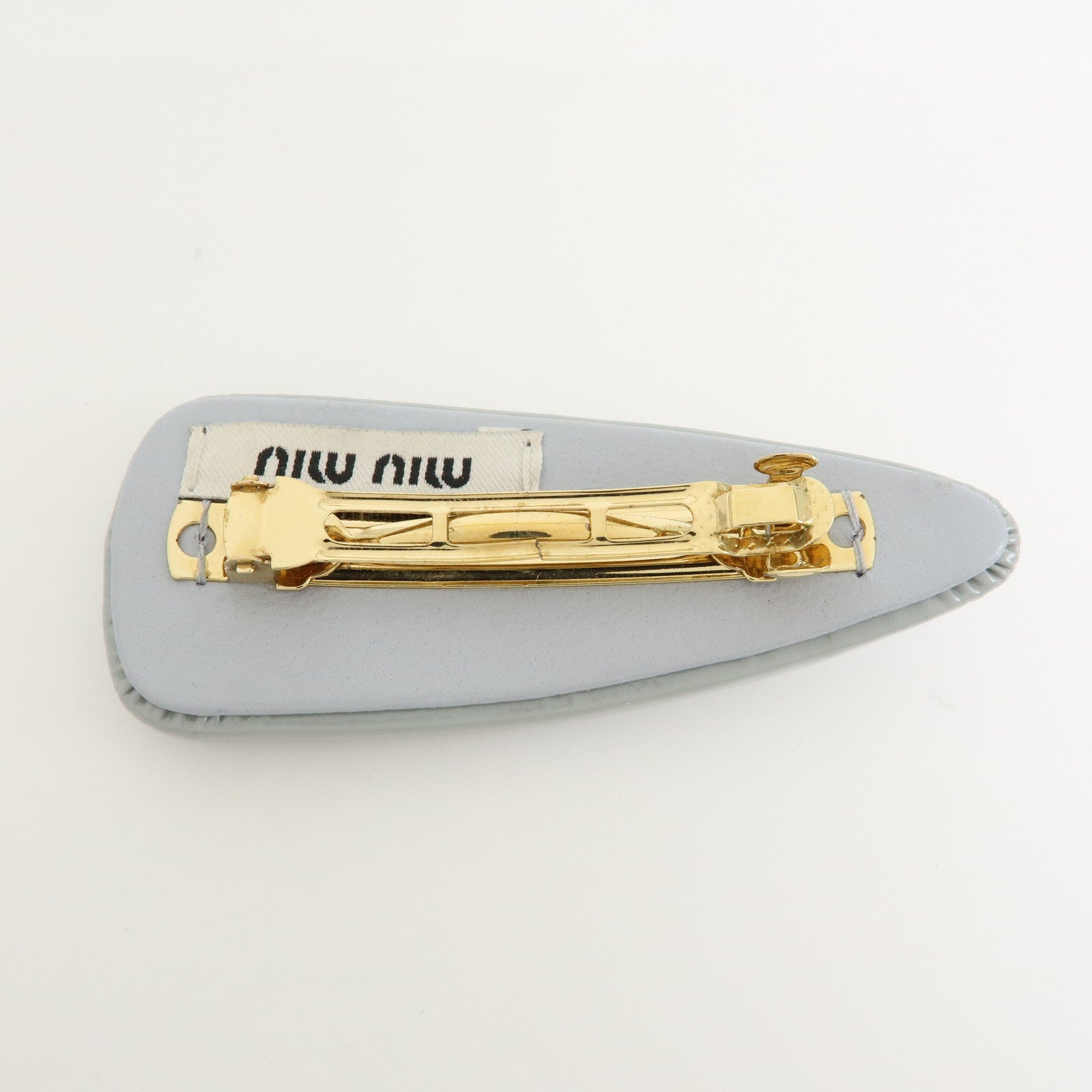 MIU MIU Logo Patent Leather Hair Clip Hair Accessory Gray 5IF092