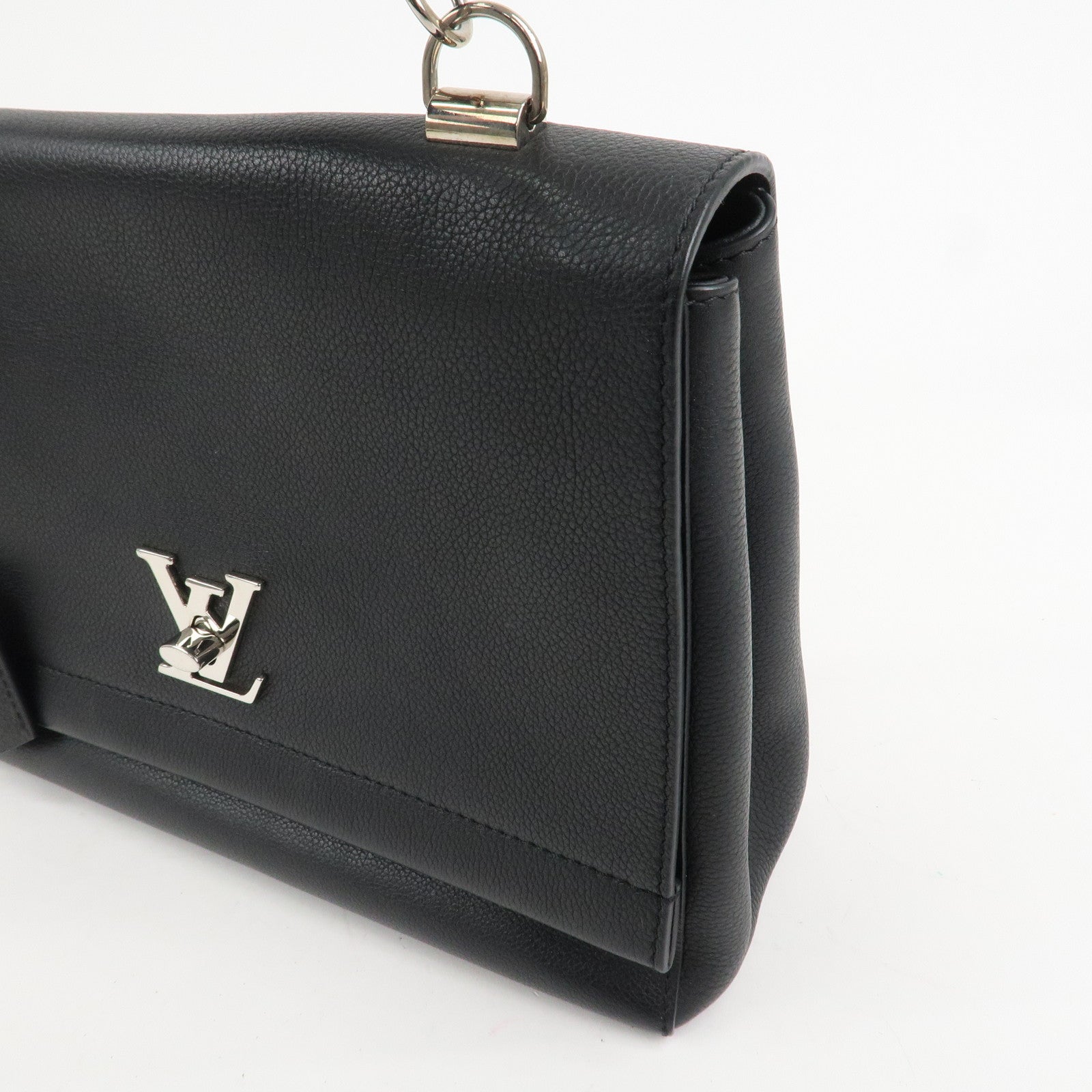 Louis Vuitton Lock Me Leather Cartable Hand Bag Noir Black M50250