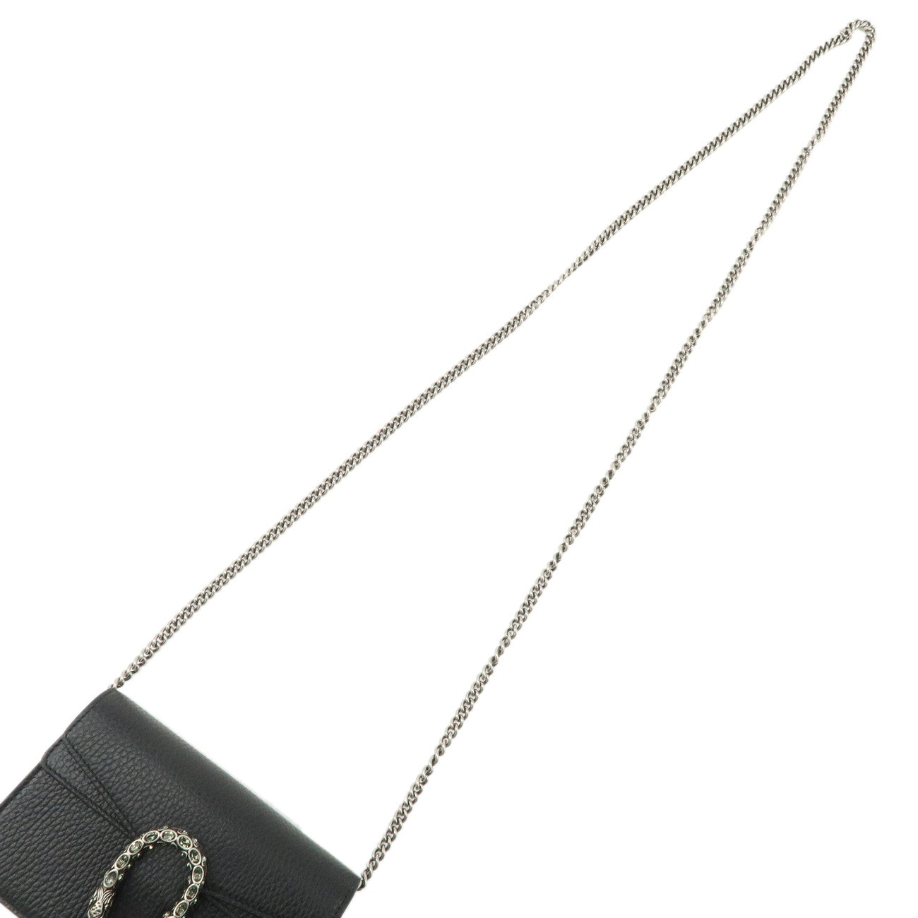 GUCCI Dionysus Super Mini Bag Leather Chain Shoulder Bag Black 476432 Used