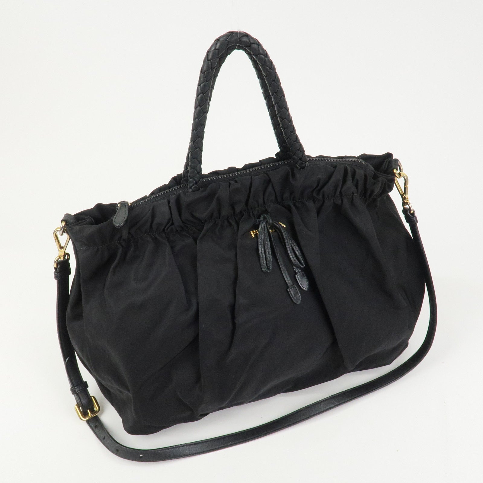 PRADA Tessuto Nylon Leather 2Way Bag Tote Bag Shoulder Bag BN1845