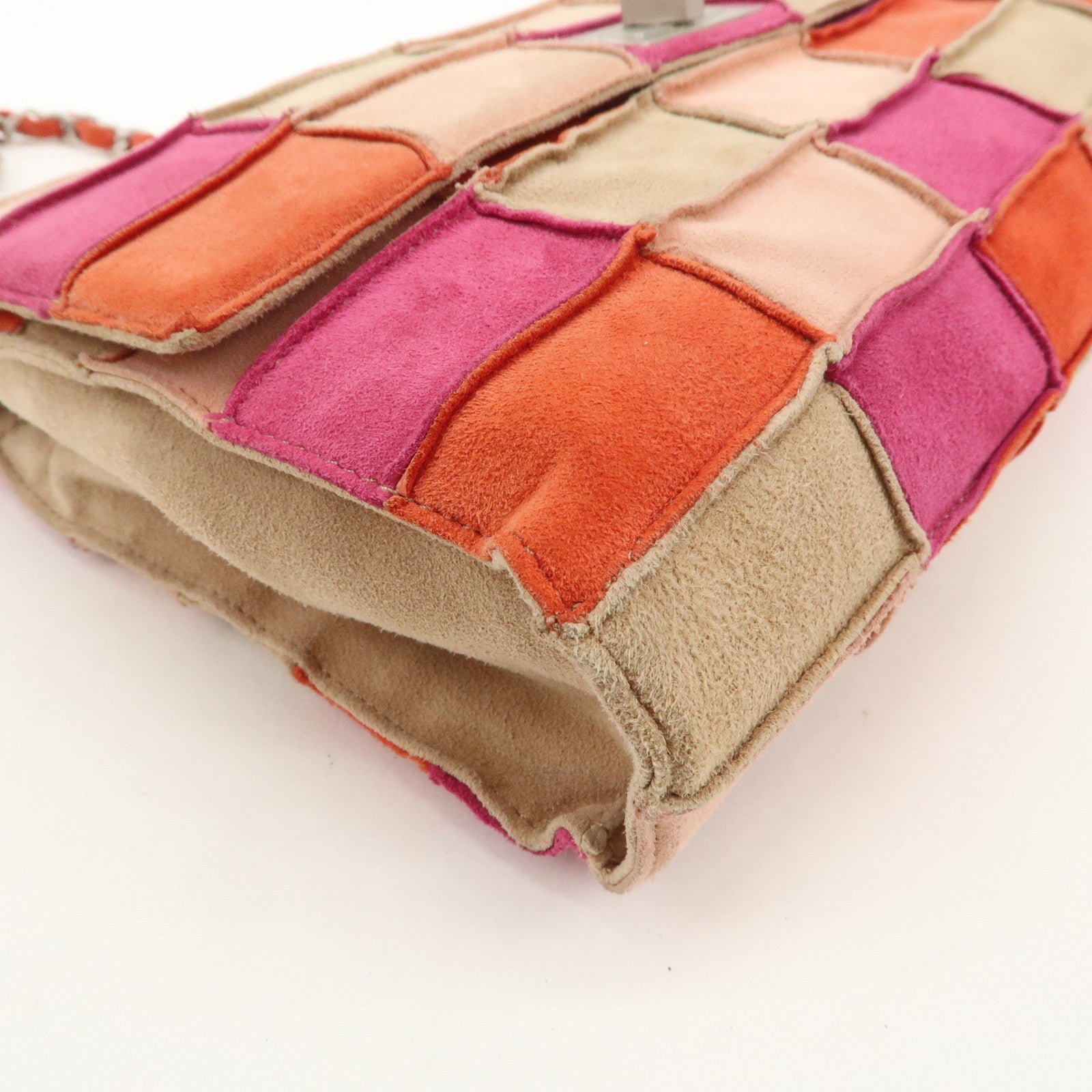 CHANEL 2.55 Suede Patchwork Chain Shoulder Bag Multicolor A14528