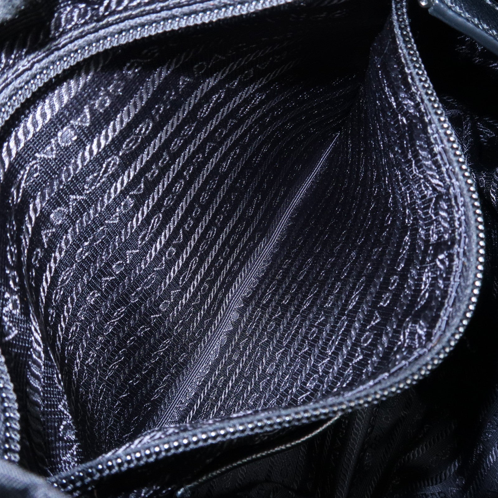PRADA Triangle Logo Leather Nylon Backpack Rucksack Black B6677