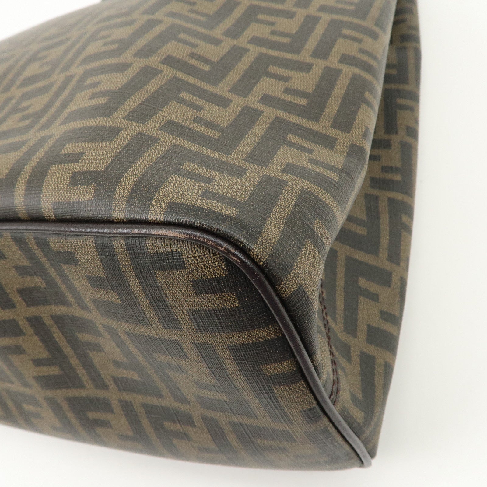 FENDI Zucca PVC Canvas Tote Bag Shoulder Bag Black Brown 7VA271