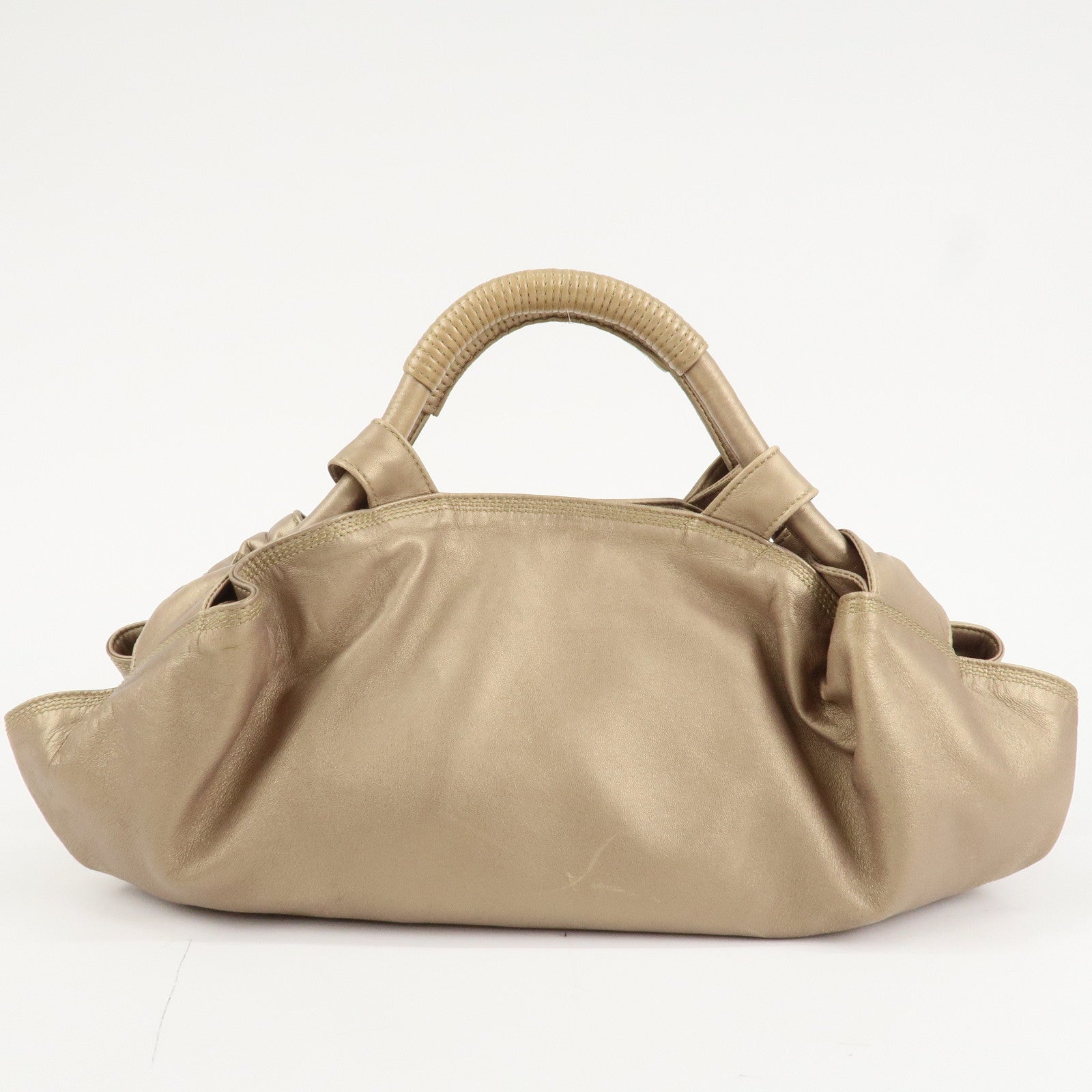 LOEWE Anagram Nappa Aire Leather Hand Bag Tote Bag Gold Used