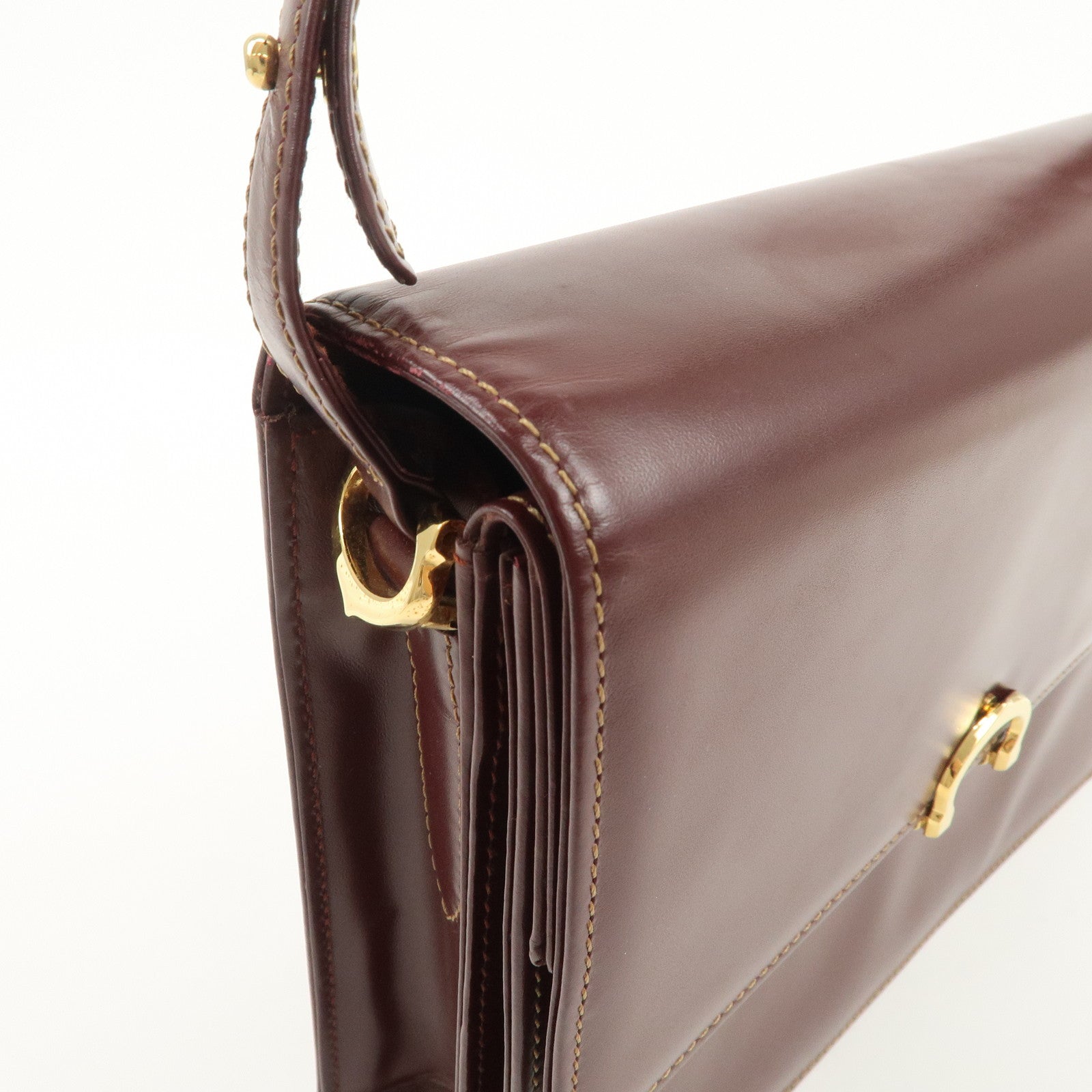 Cartier Must de Cartier Leather Shoulder Bag Hand Bag Bordeaux