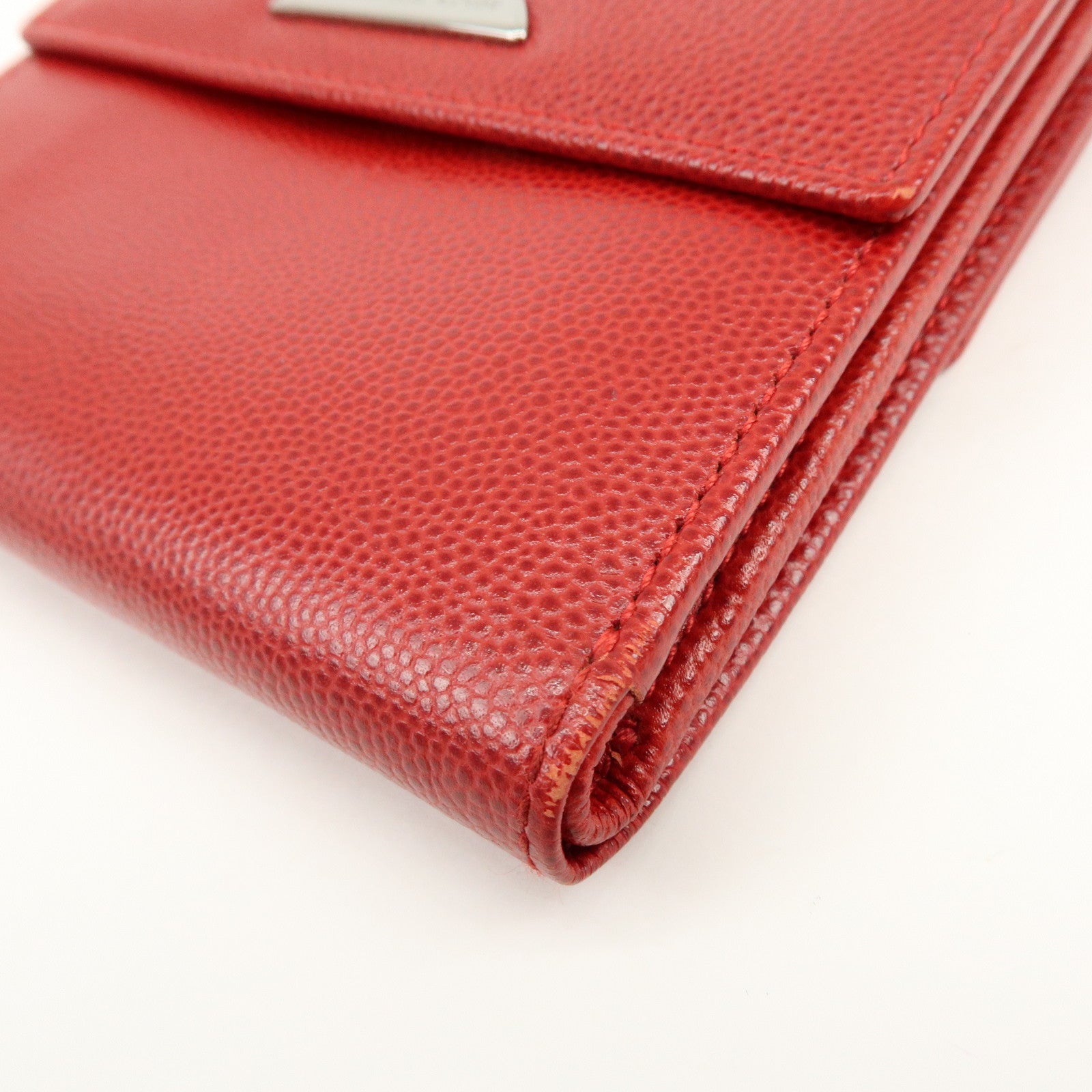 Christian Dior Logo Leather Bi-fold Compact Wallet Red