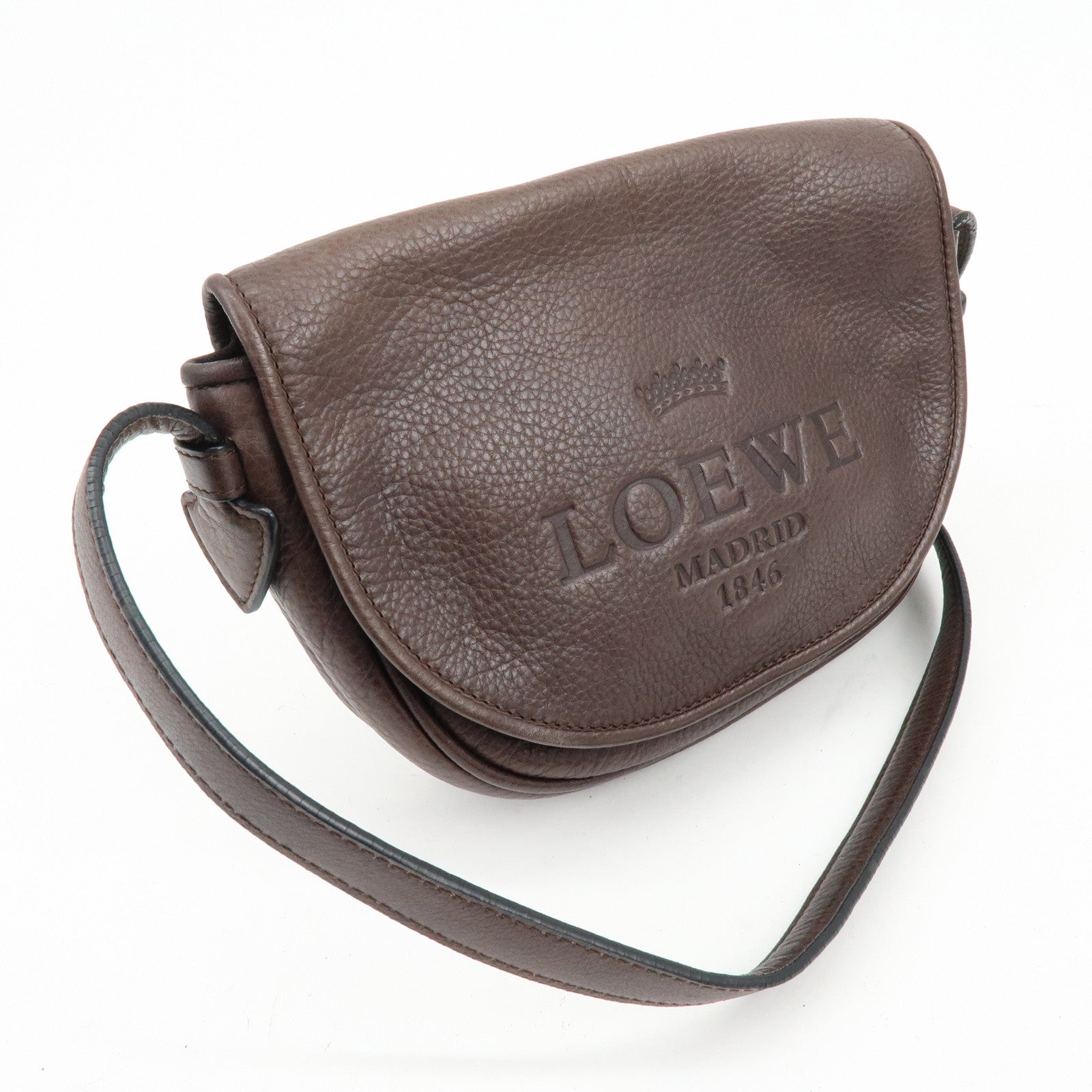LOEWE Heritage Leather Shoulder Bag Crossbody Bag Dark Brown