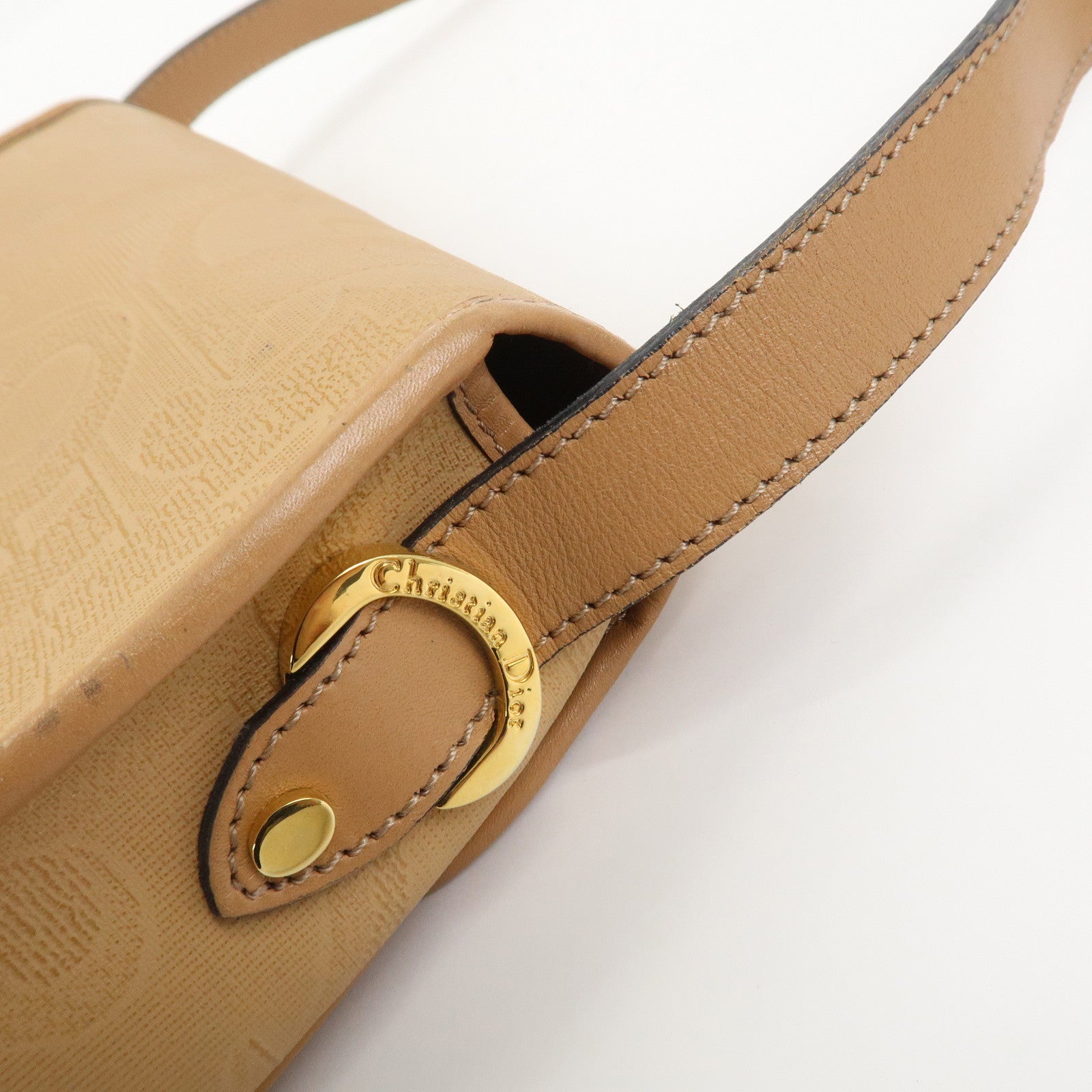 Christian Dior PVC Leather Shoulder Bag Crossbody Bag Brown