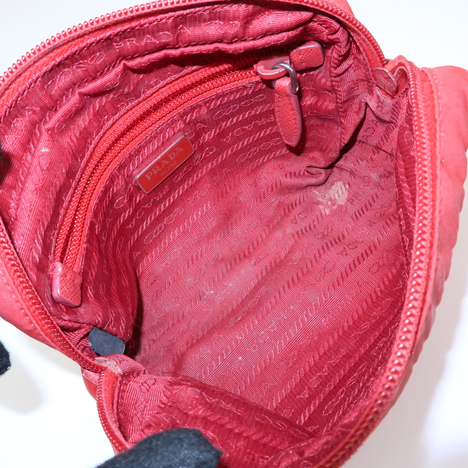 PRADA Triangle Logo Set of 3 Wallet Pouch Black Brown Red