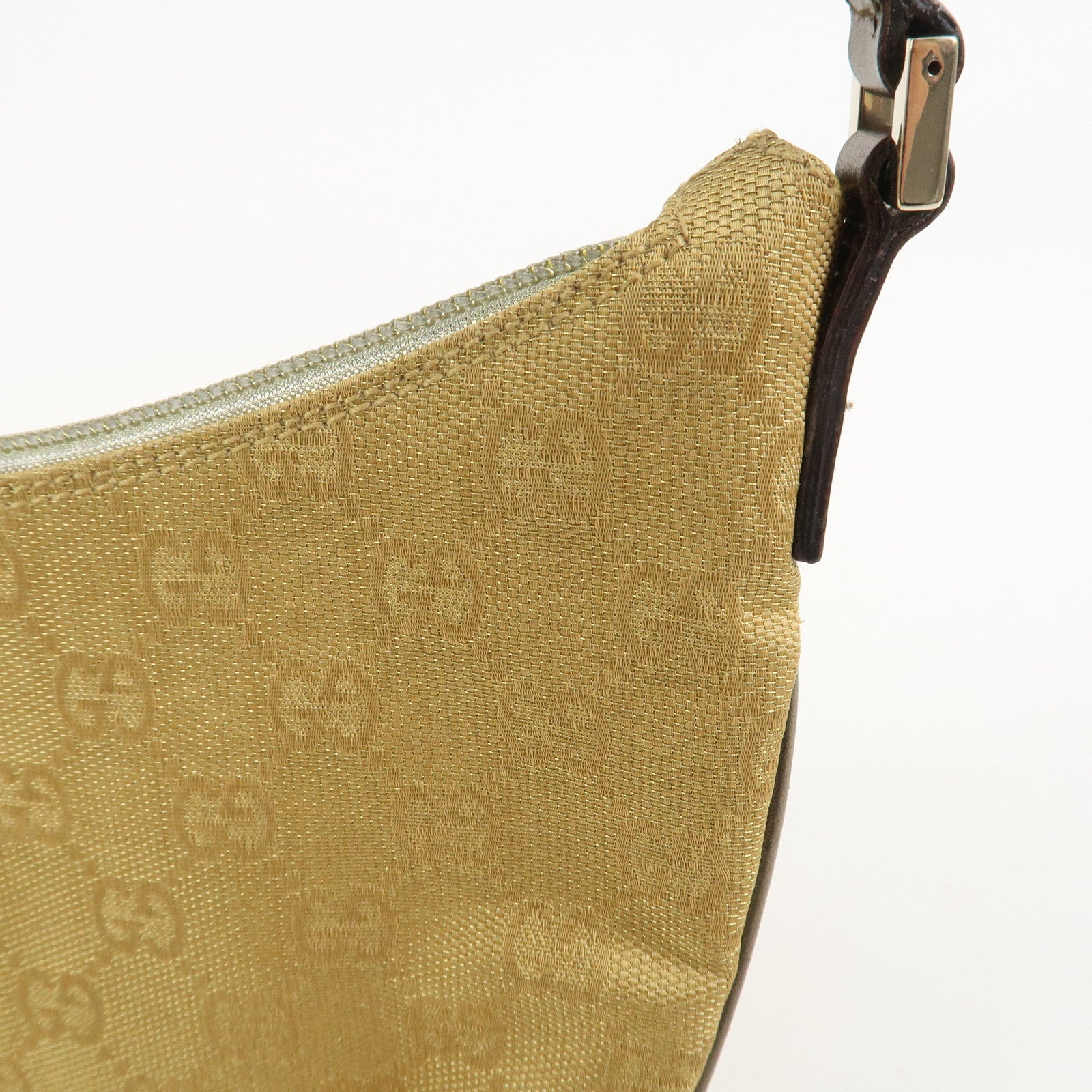 GUCCI GG Canvas Leather Shoulder Bag Hand Bag Gold 005・0813