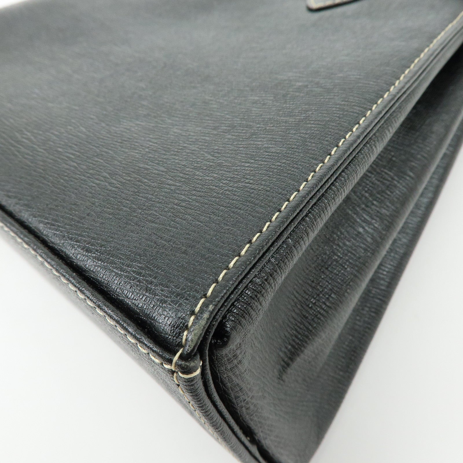 BURBERRY Logo Leather Hand Bag Black