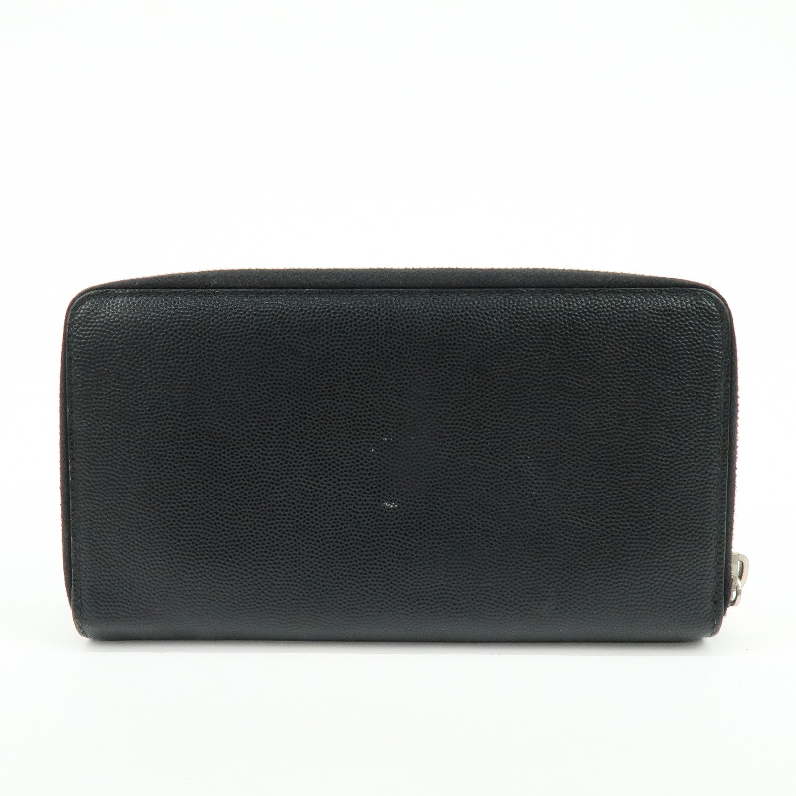 SAINT LAURENT PARIS Leather Round Zippy Long Wallet Black