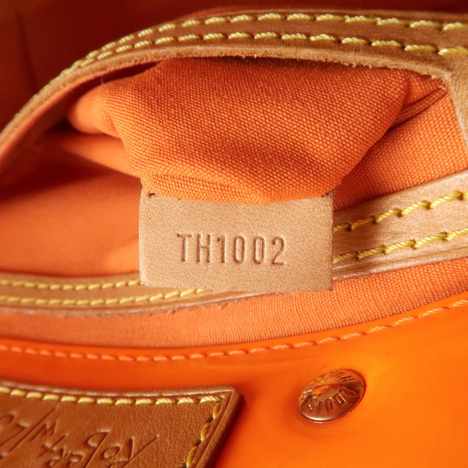 Louis Vuitton Monogram Vernis Leather Lead PM Hand Bag Orange