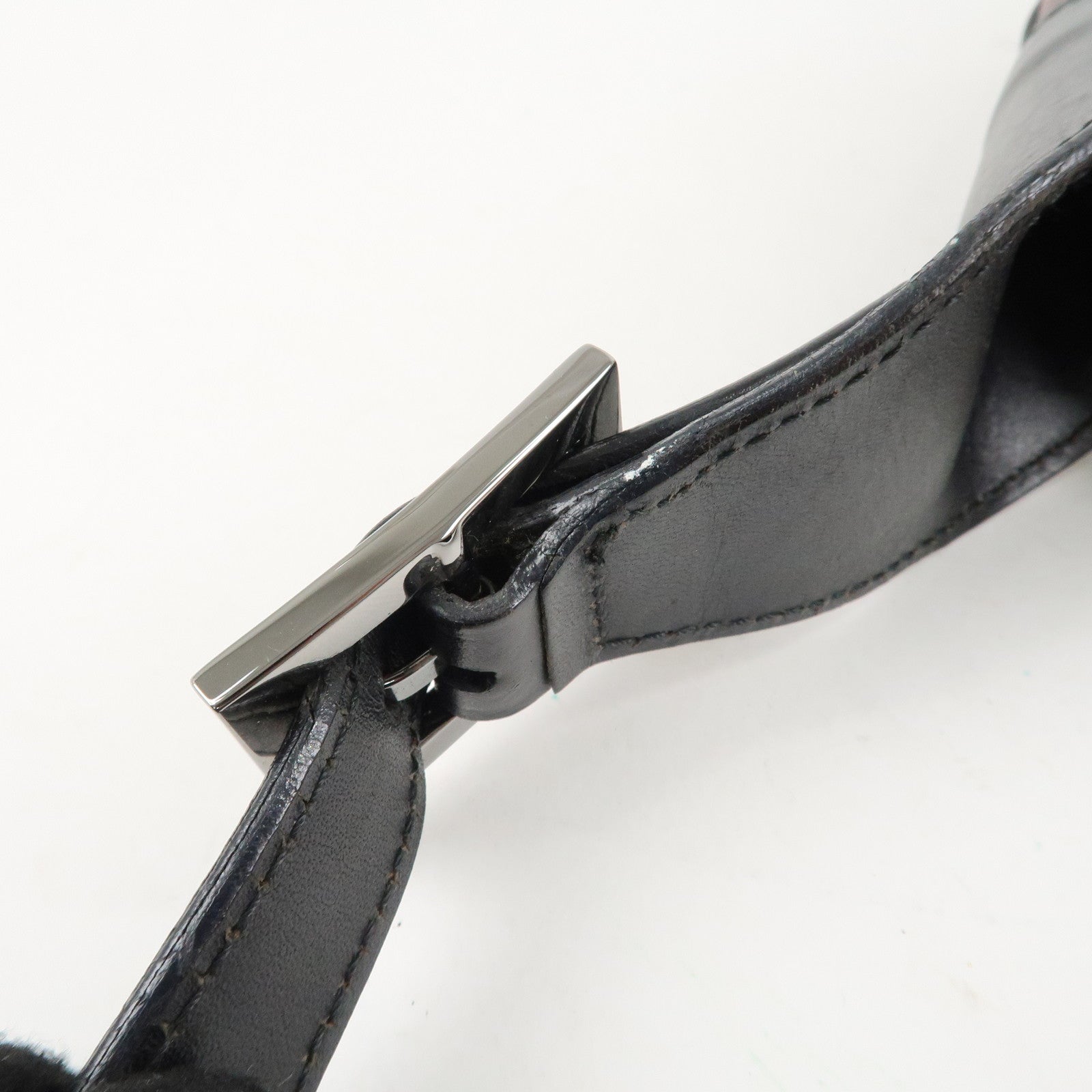 GUCCI Jackie Leather Python Shoulder Bag Black Pink 001.3306.3444 Used