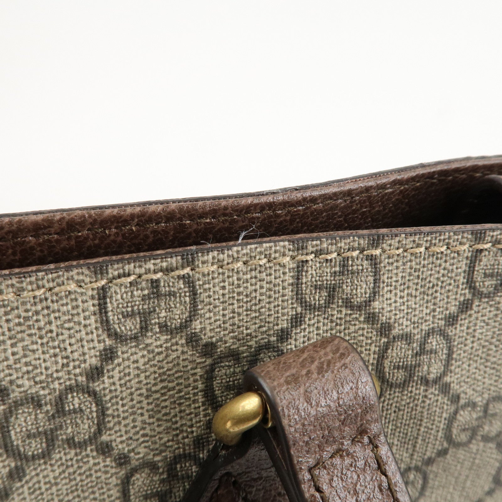 GUCCI GG Supreme Canvas Leather 2WAY Tote Bag Beige Brown 474085 Used