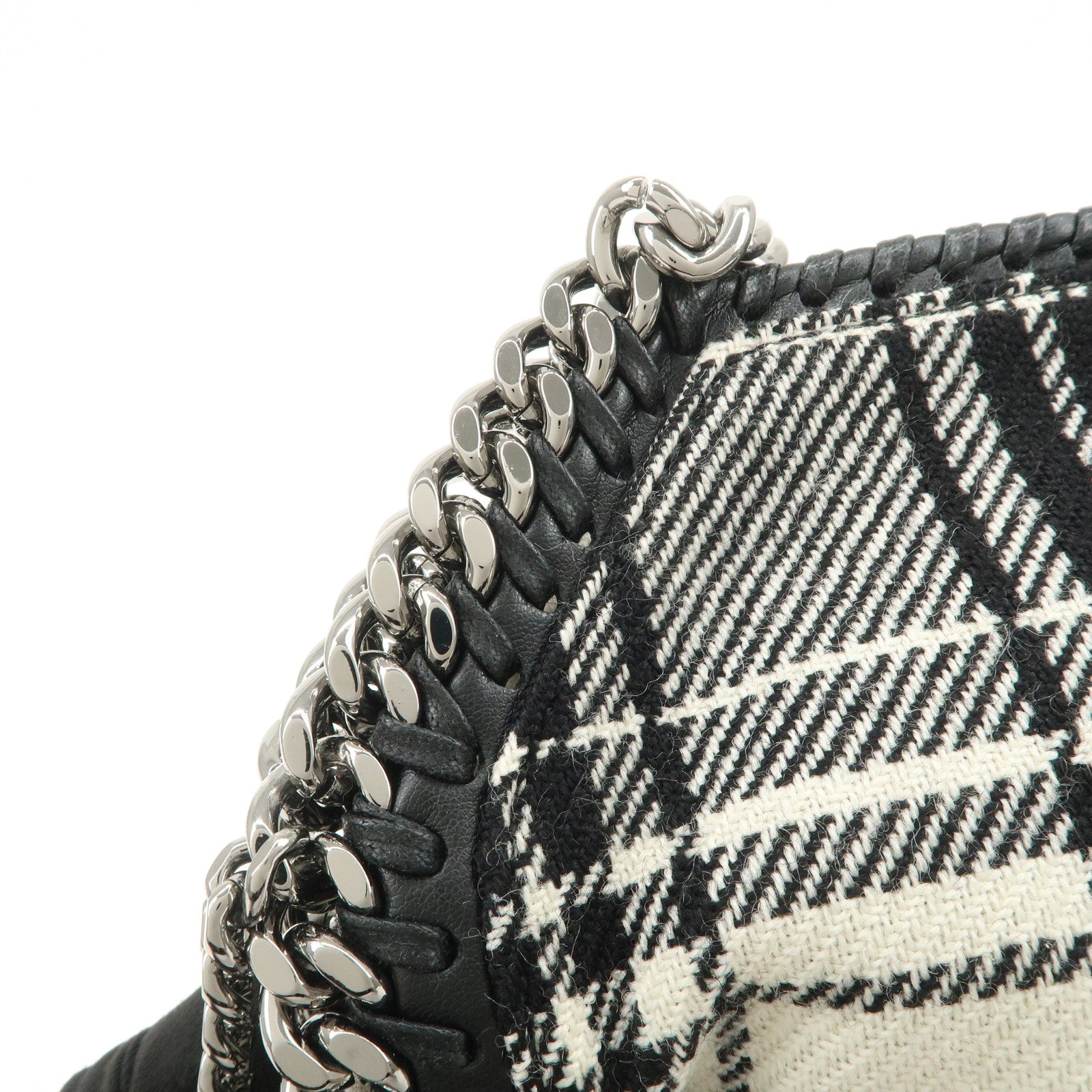 STELLA MCCARTNEY Wool Falabella 2Way Bag Hand Bag Black White