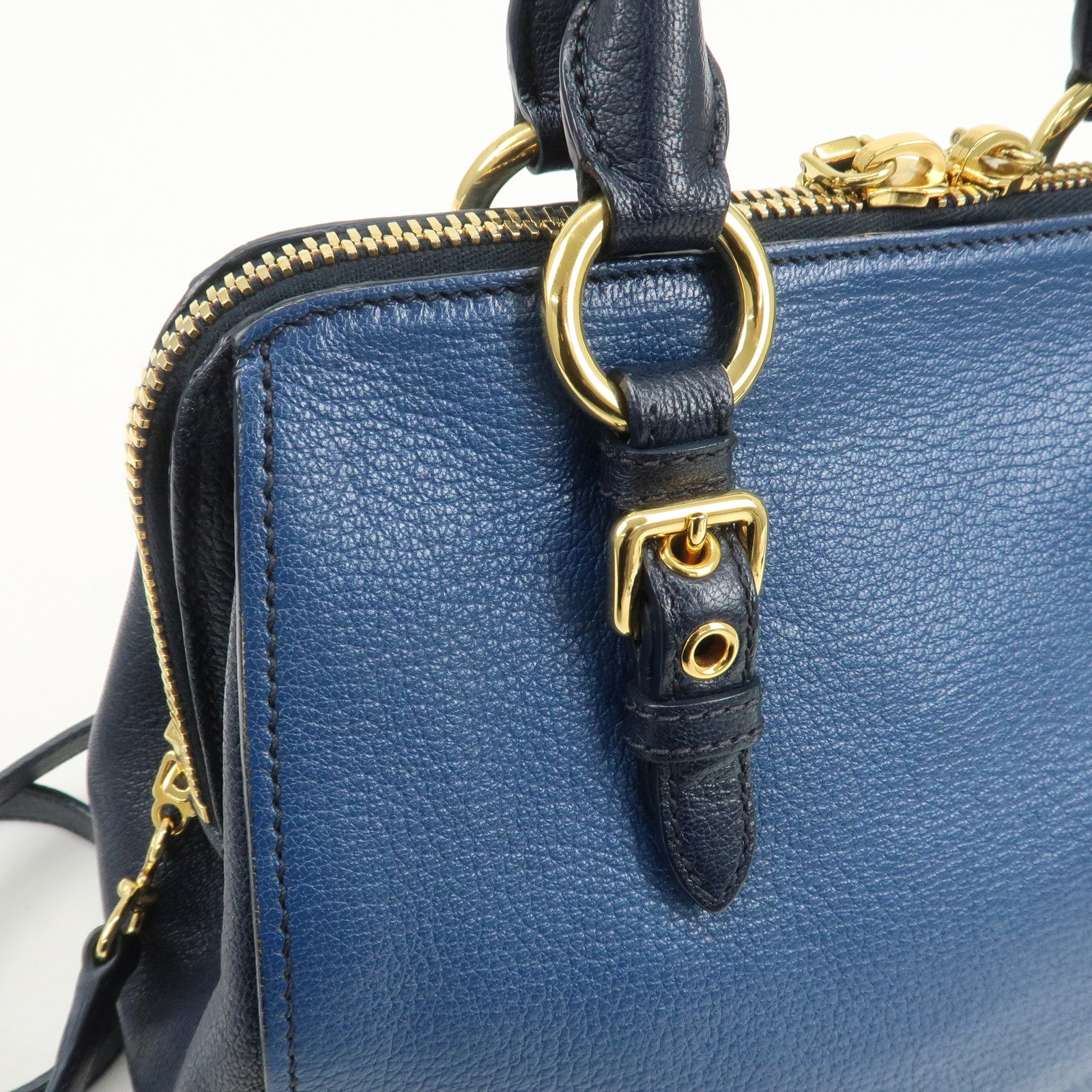 MIU MIU MADRAS 2Way Bag Hand Bag Shoulder Bag Blue RL0058