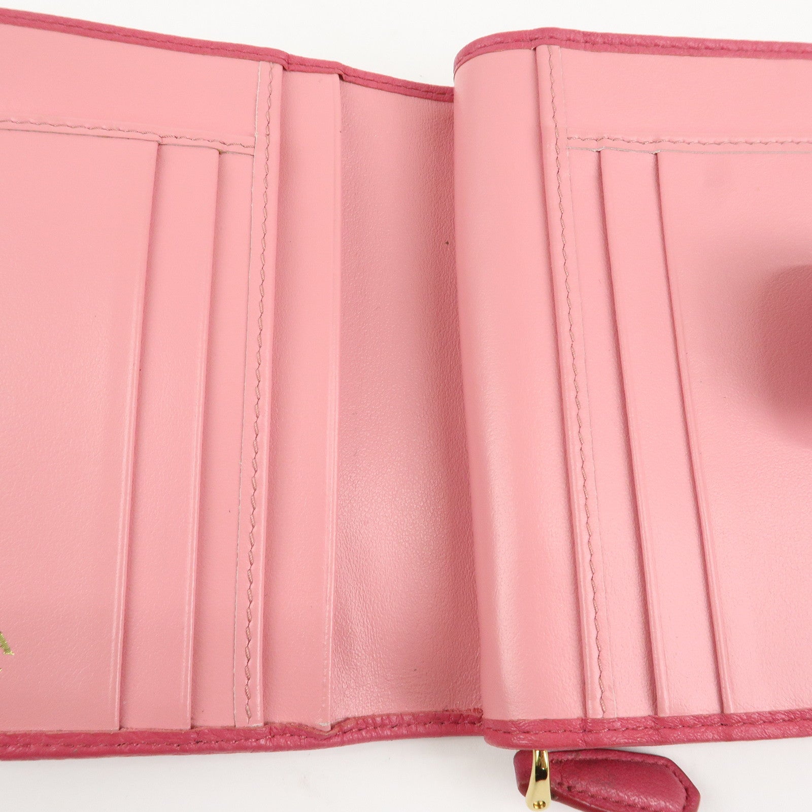 PRADA Logo Leather Bi-Fold Wallet Small Wallet Pink 1ML018 Used