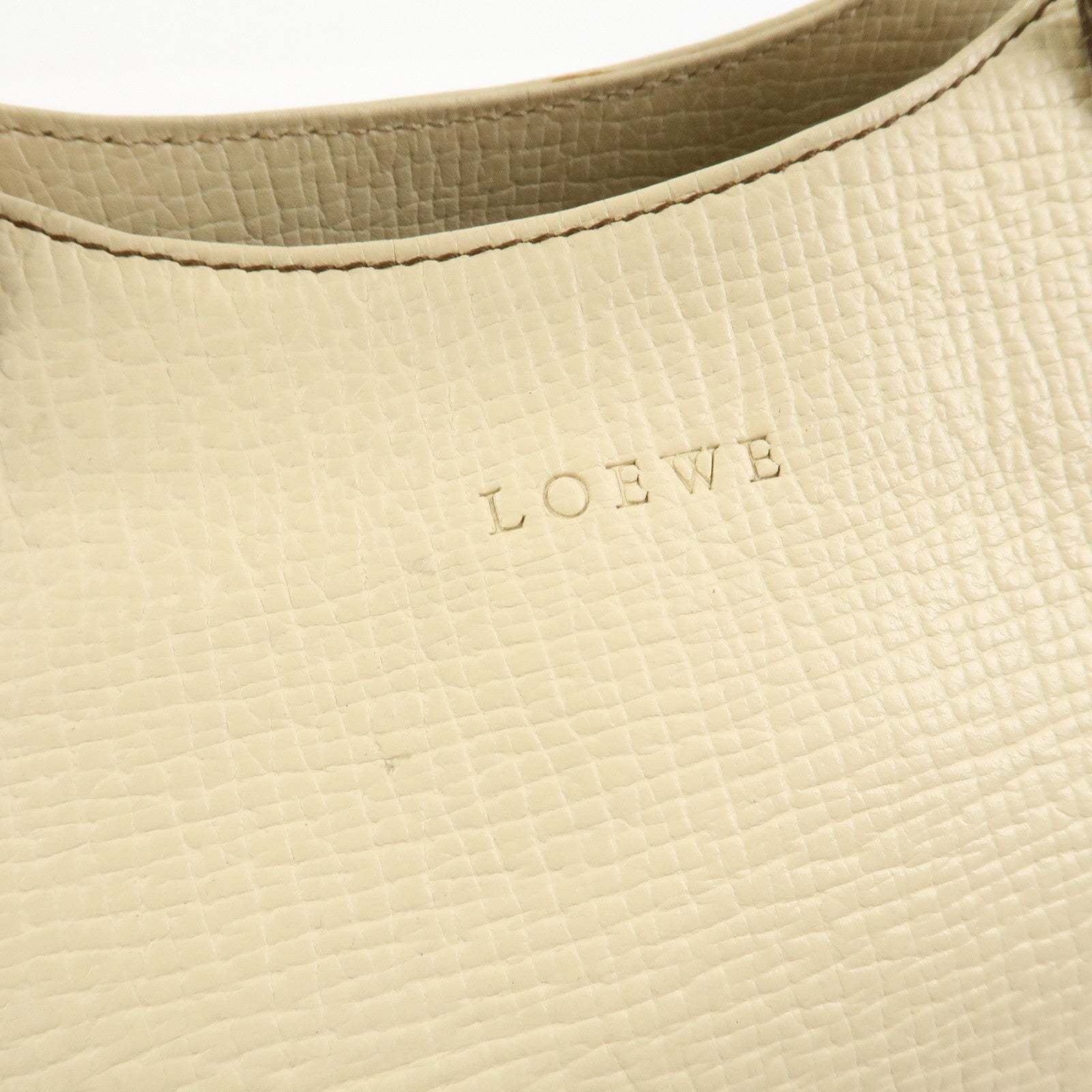 LOEWE Logo Leather Hand Bag Ivory