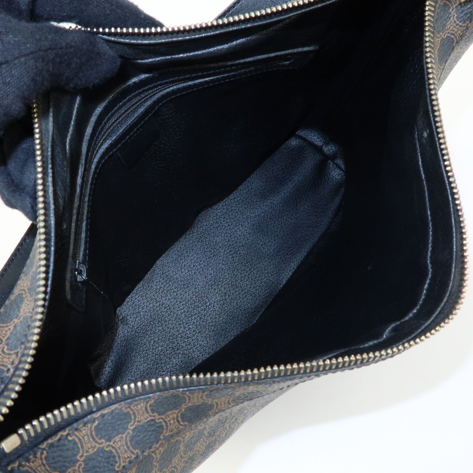 CELINE Macadam PVC Leather Shoulder Bag Crossbody Bag Black Brown