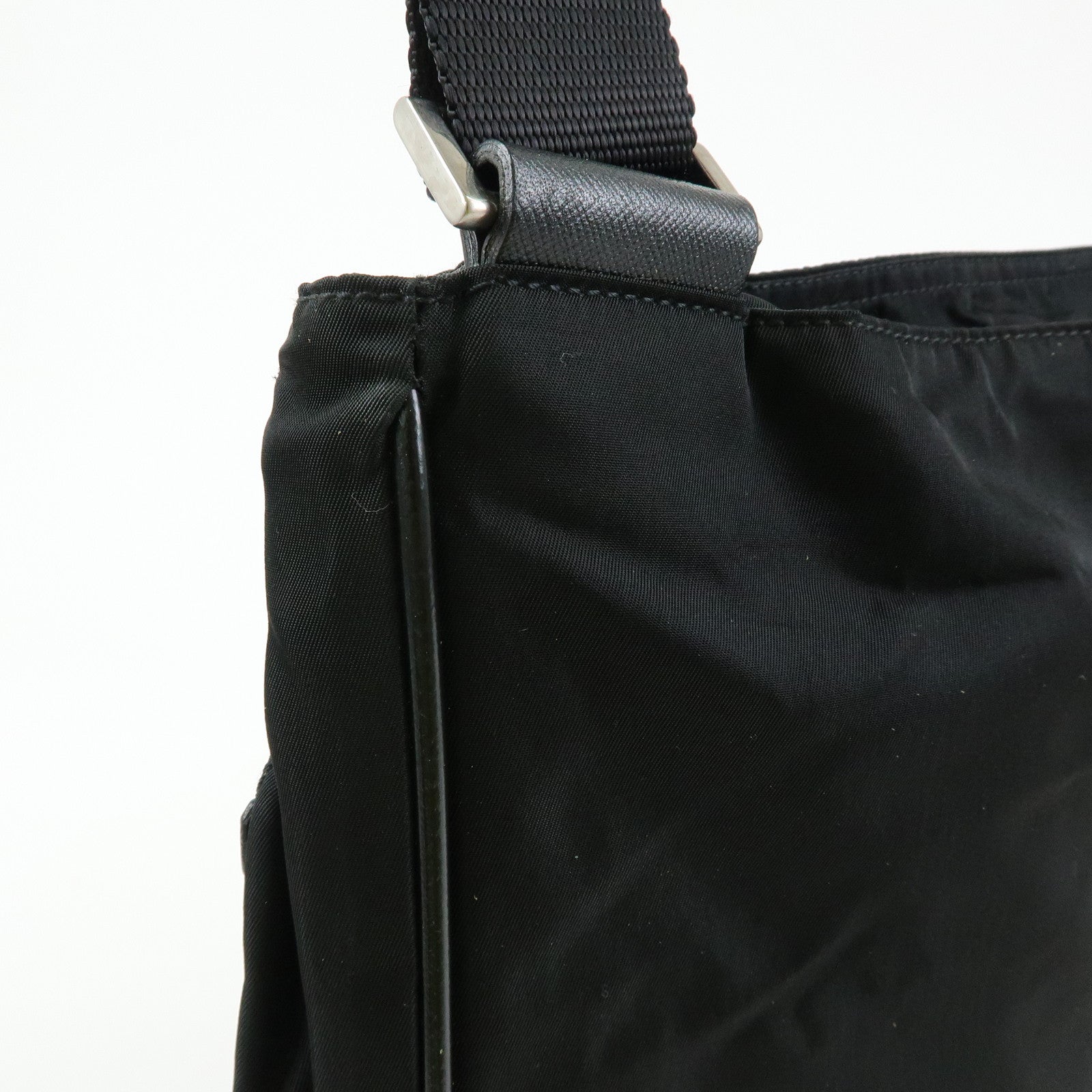 PRADA Triangle Logo Nylon Shoulder Bag Crossbody Bag Black