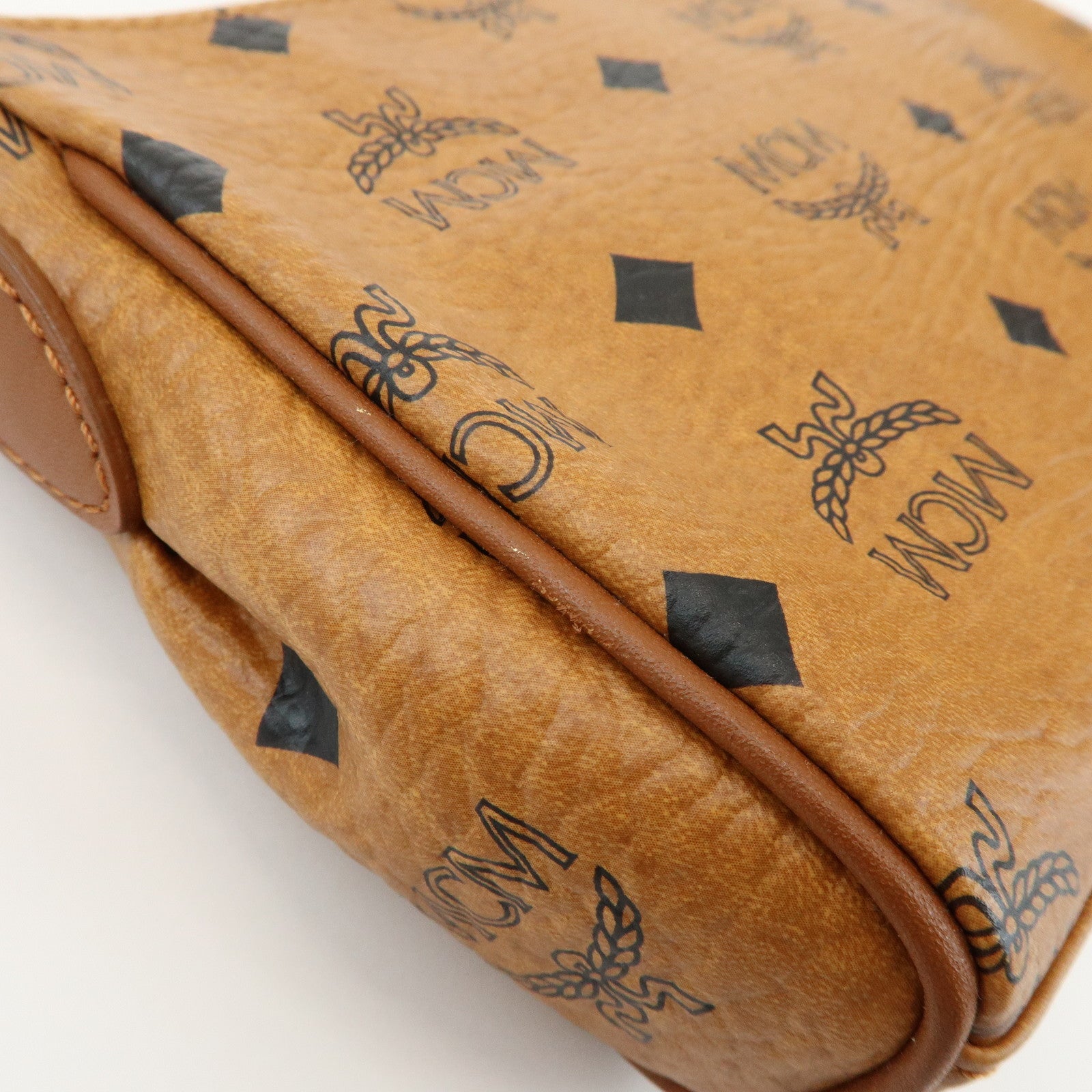 MCM Visetos Logo Leather Hand Bag Shoulder Bag Brown