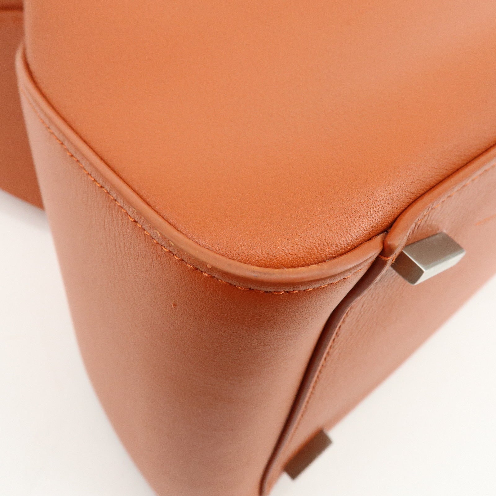Ferragamo Logo Leather Tote Bag Hand Bag Orange