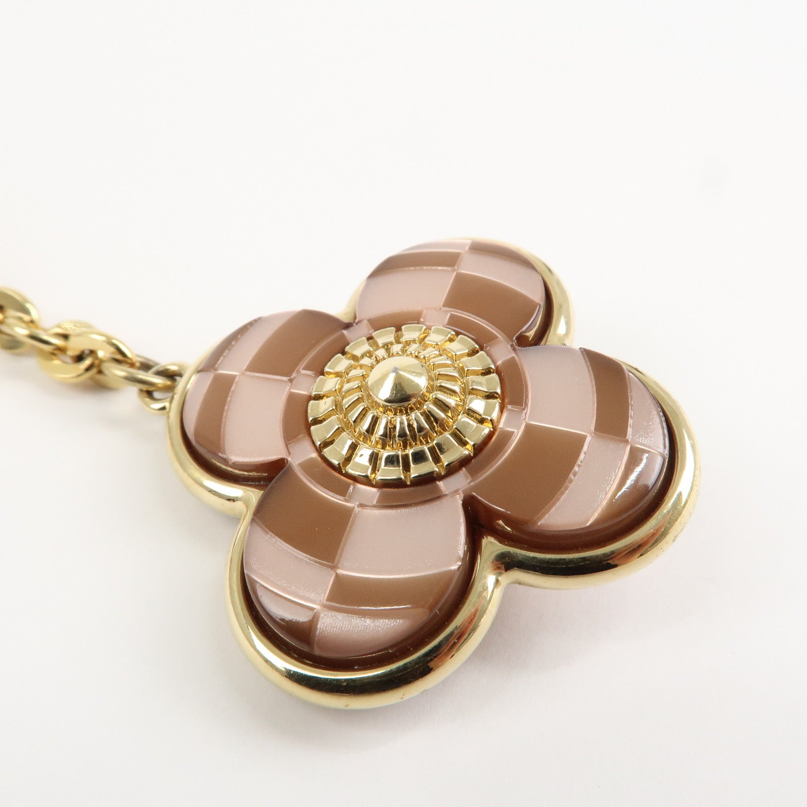 Louis Vuitton Bijou Sac Mosaic Bag Charm Flower Gold Pink M66882 Used