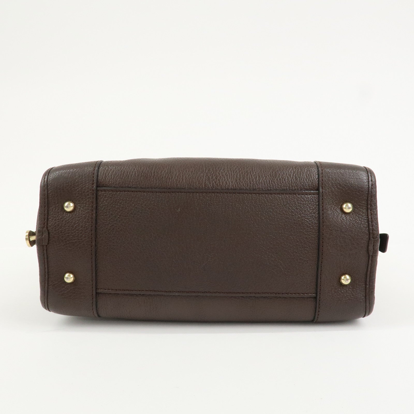 LOEWE Anagram Amazona 28 Leather Hand Bag Boston Bag Brown