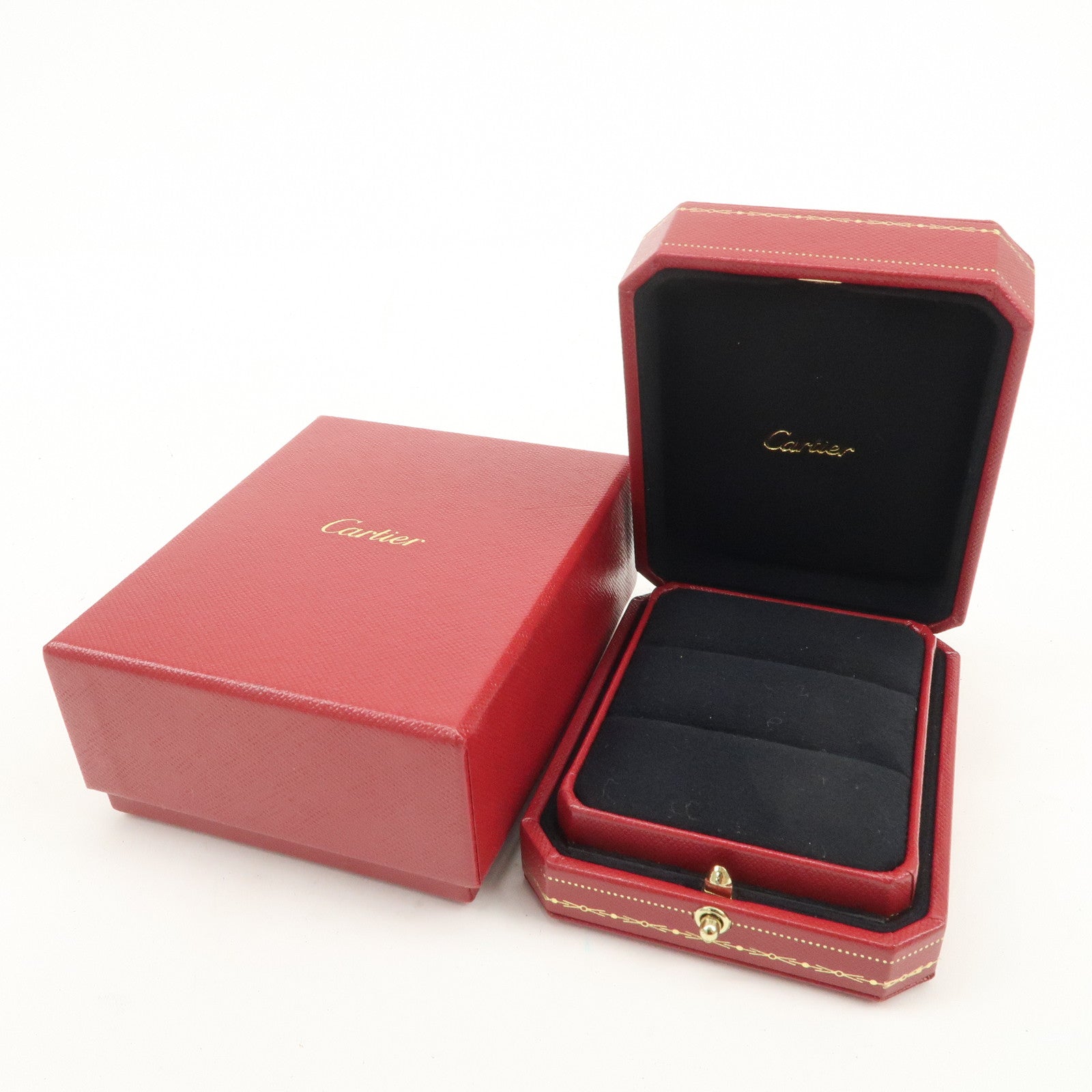 Cartier Set of 2 Pair Jewelry Box Ring Box Display Box Red