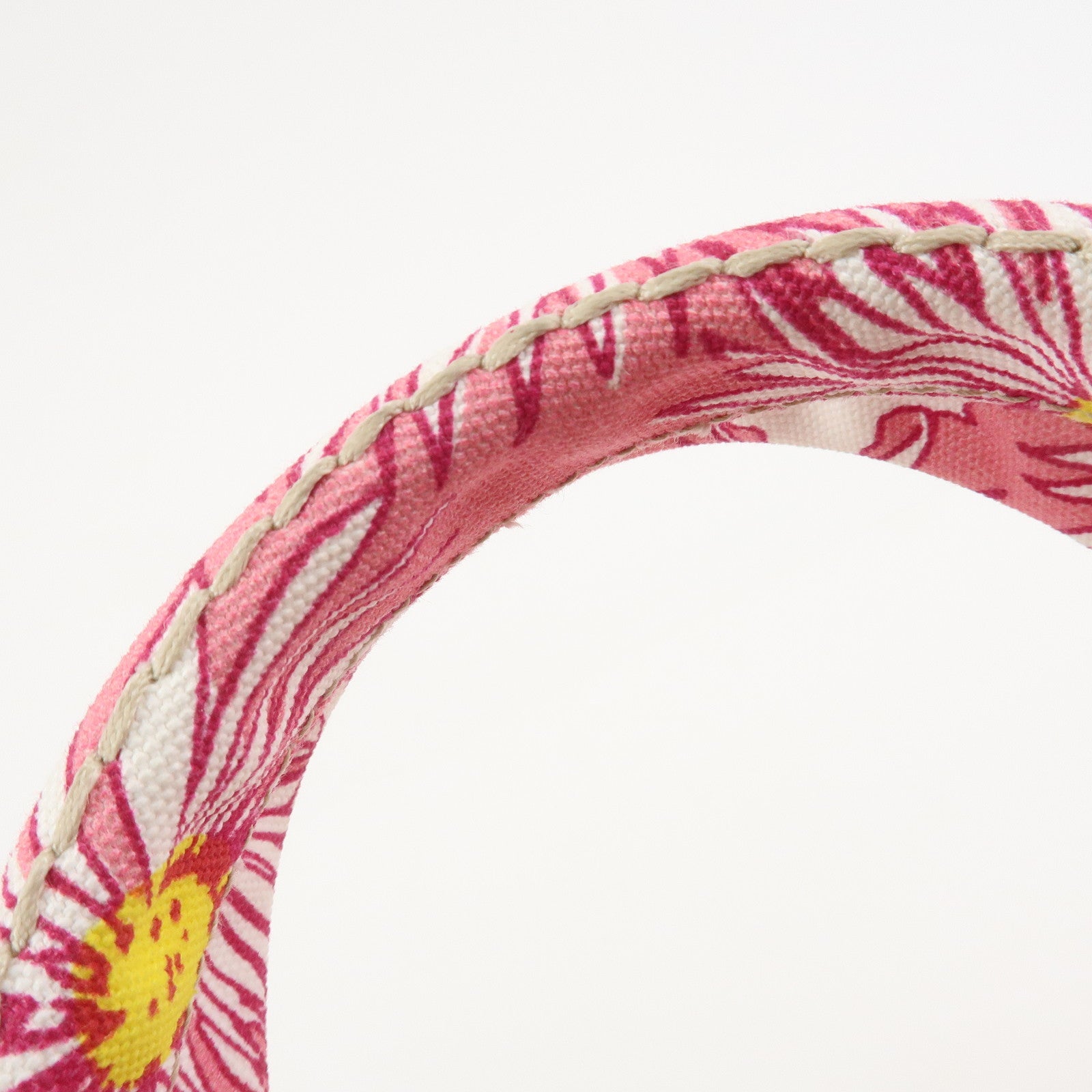 PRADA Canapa Canvas 2Way Bag Hand Bag Flower Print Pink