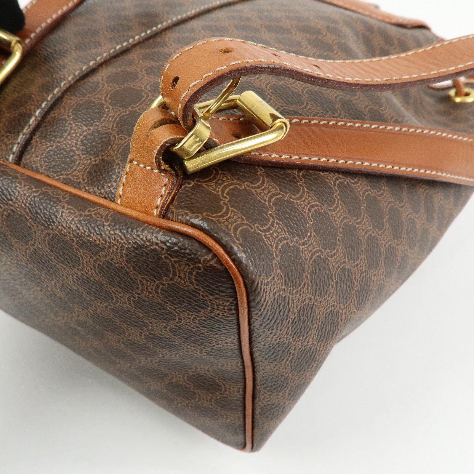 CELINE Macadam PVC Coated Canvas Leather Backpack Brown