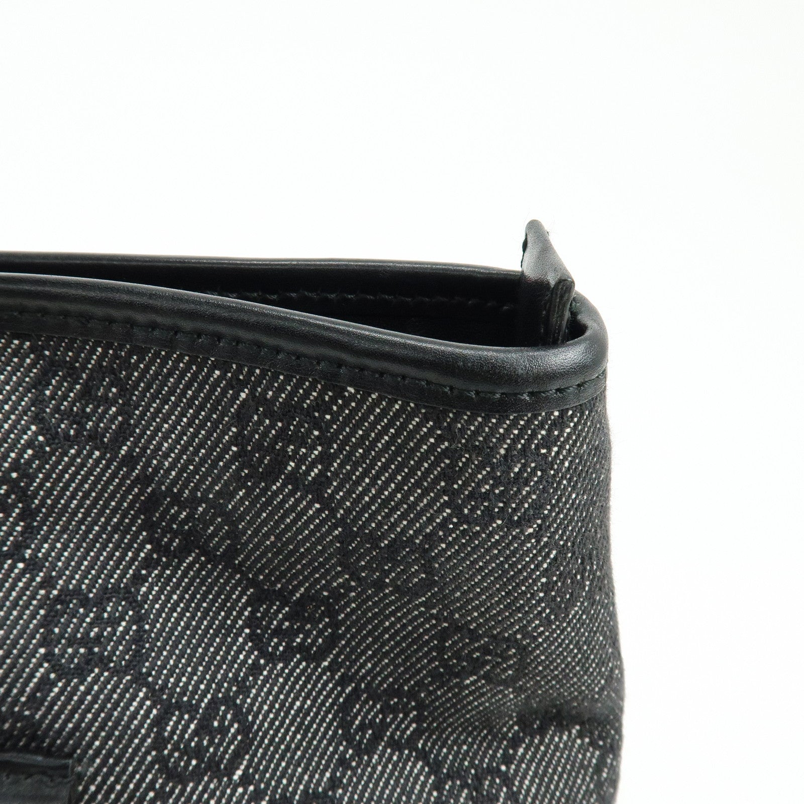 GUCCI GG Canvas Leather Tote Bag Shoulder Bag Black 34339