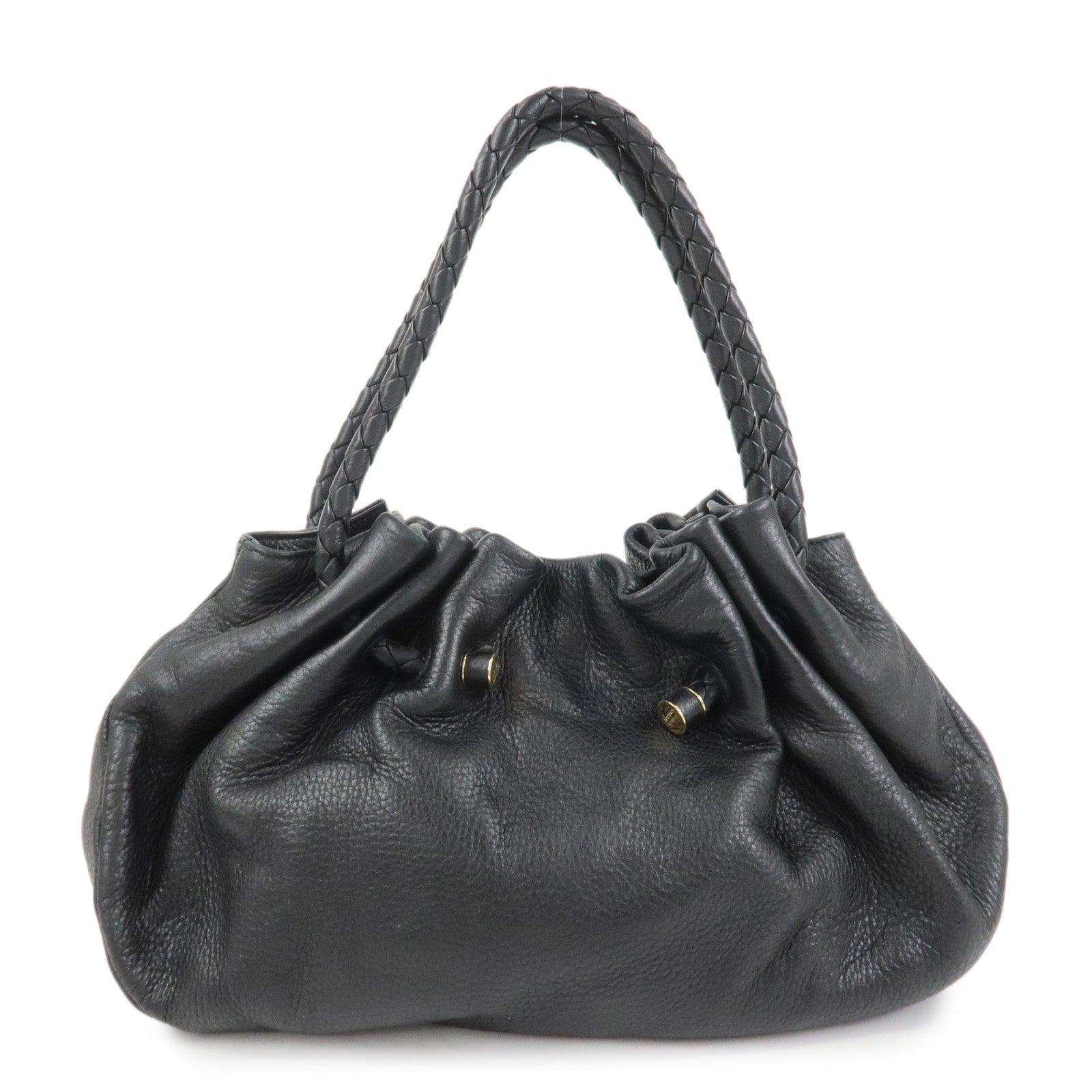 BOTTEGA VENETA Intrecciato Leather Hand Bag Shoulder Bag Black
