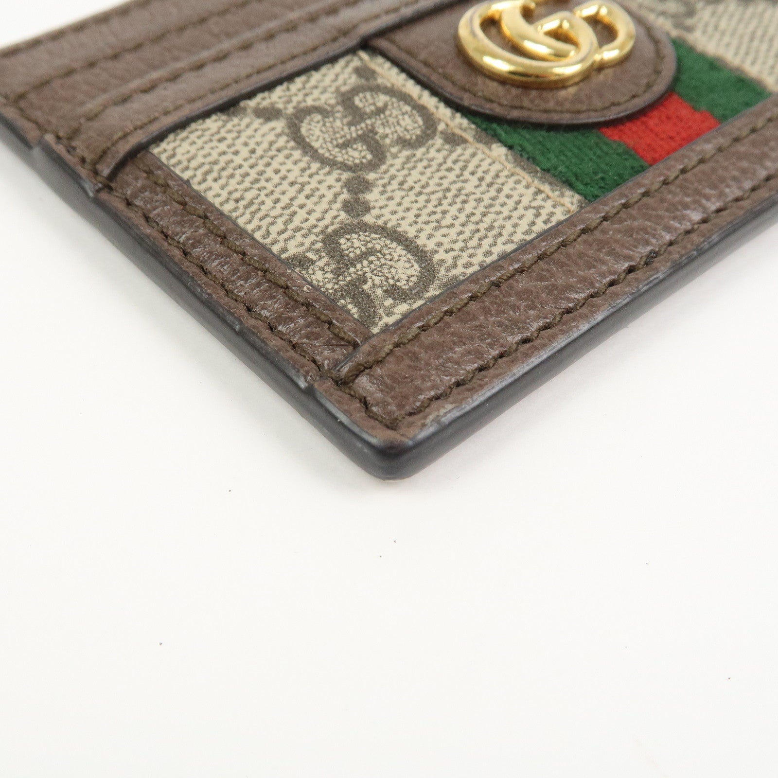 GUCCI Ophidia GG Supreme Leather Card Case Card Holder Brown 523159