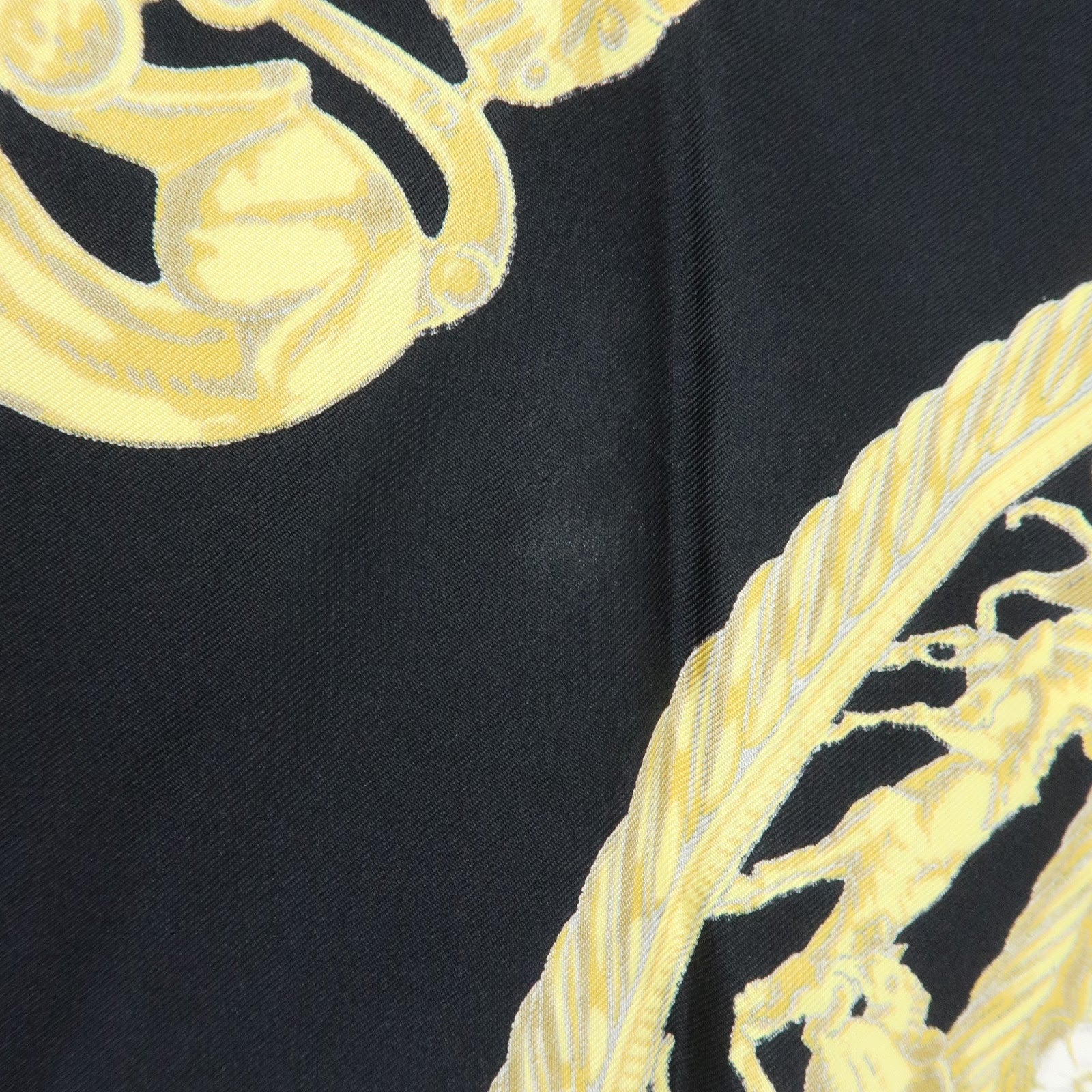HERMES Carre 90 Silk 100% Scarf LES CAVALIERS D'OR Black Gold