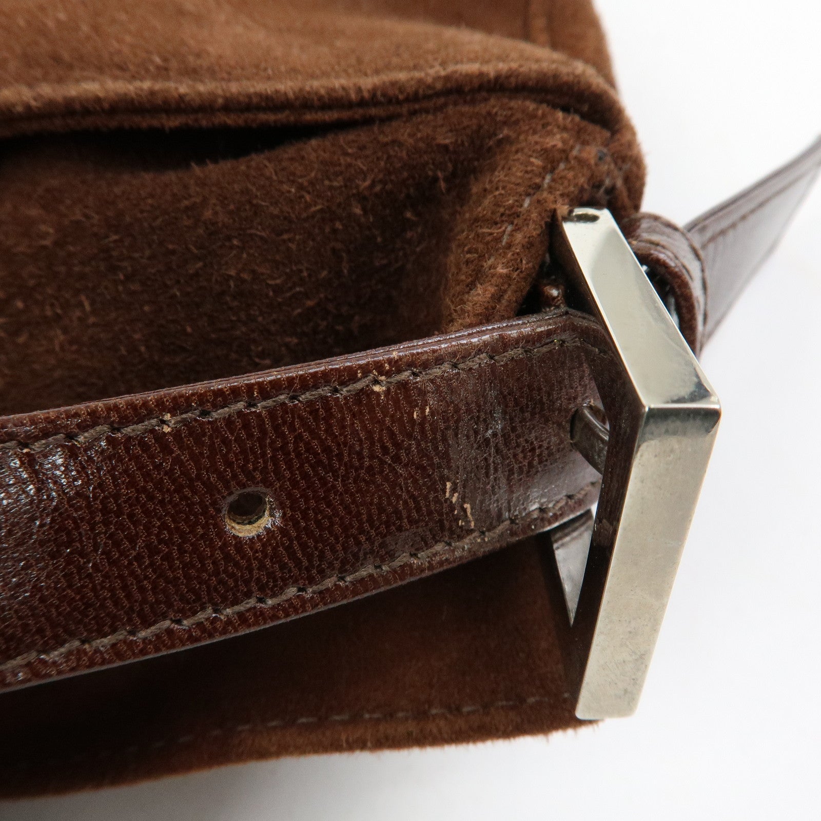 FENDI Suede Leather Shoulder Bag Hand Bag Brown 26568