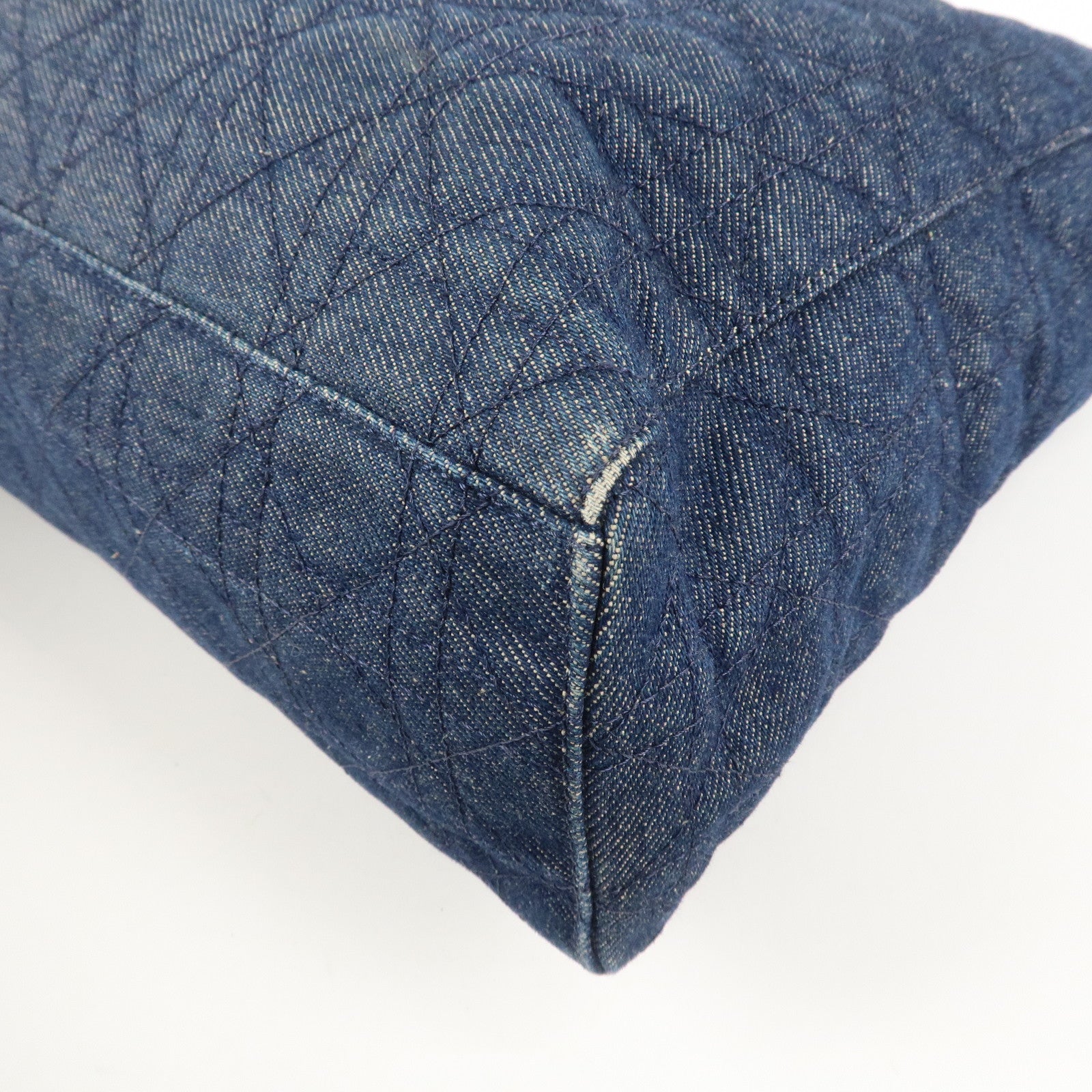 Christian Dior Cannage 2way Denim Tote Bag Navy Used