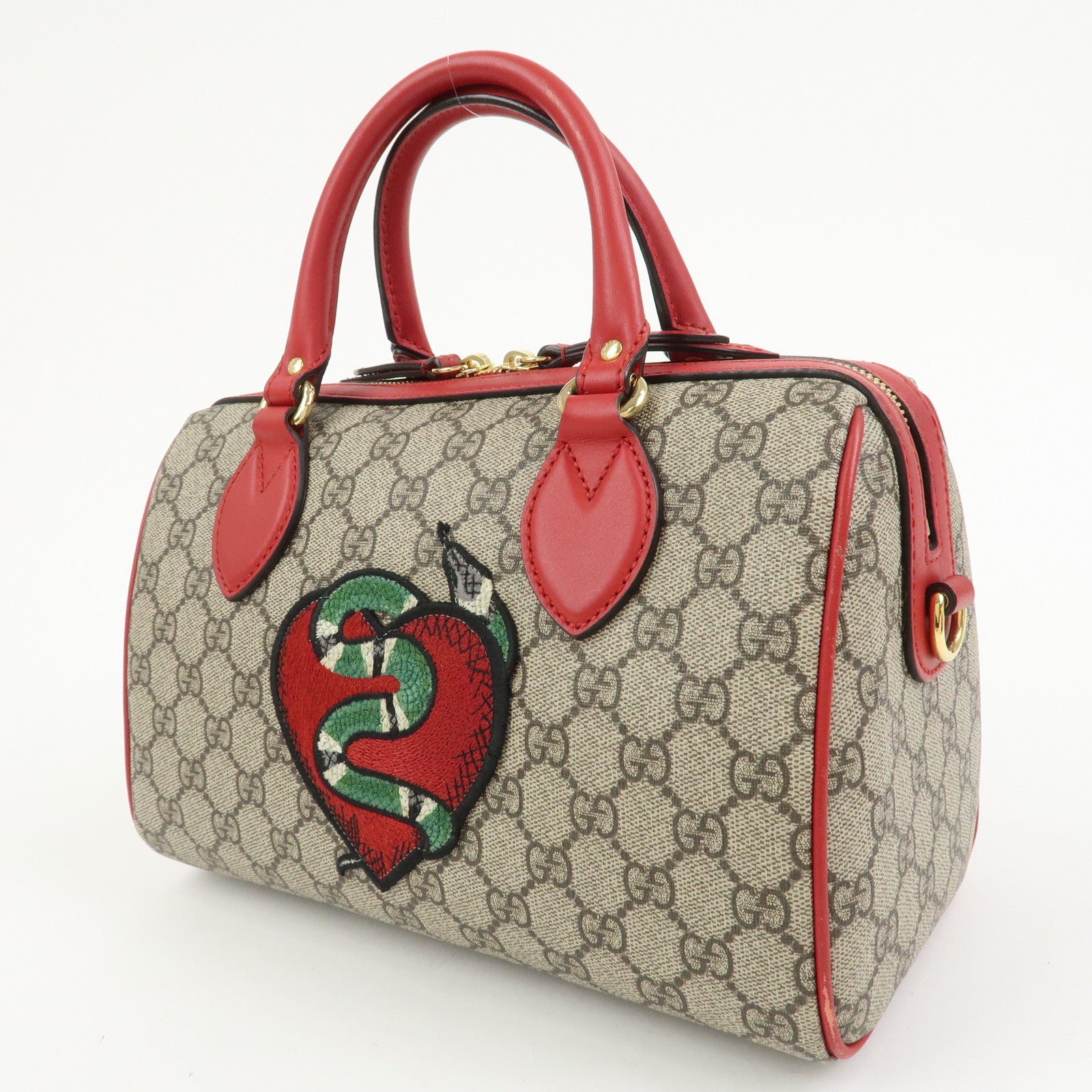 GUCCI GG Supreme Leather 2WAY Bag Shoulder Bag Beige Red 409529