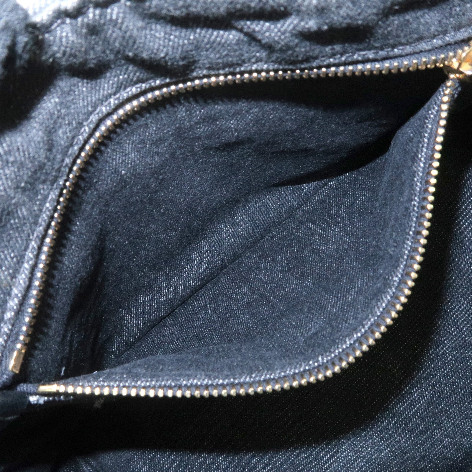 PRADA Logo Canapa Mini Denim 2Way Tote Bag Gray Gold HDW 1BG439 Used