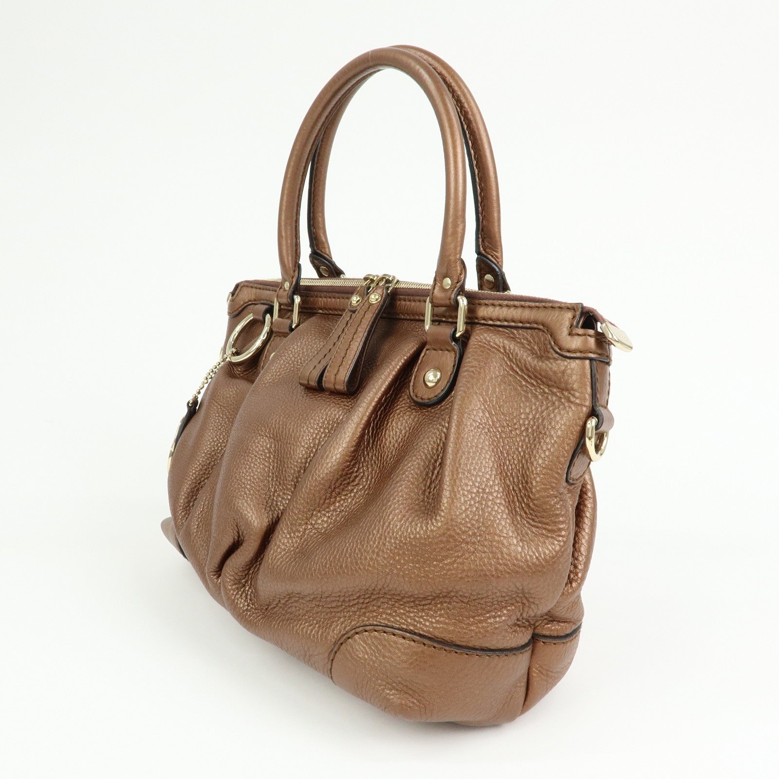 GUCCI Sukey Interlocking G Leather 2Way Shoulder Bag Bronze 247902