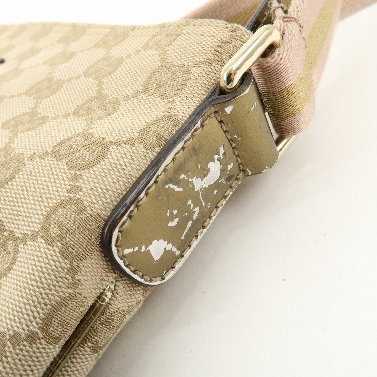 GUCCI Sherry GG Canvas Leather Shoulder Bag Pink Beige 189749 Used