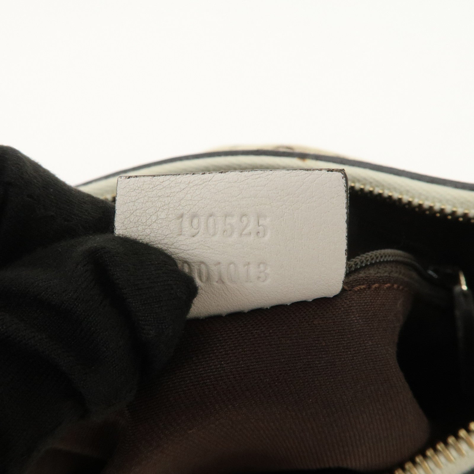 GUCCI Abbey Leather GG Canvas Shoulder Bag Beige White 190525