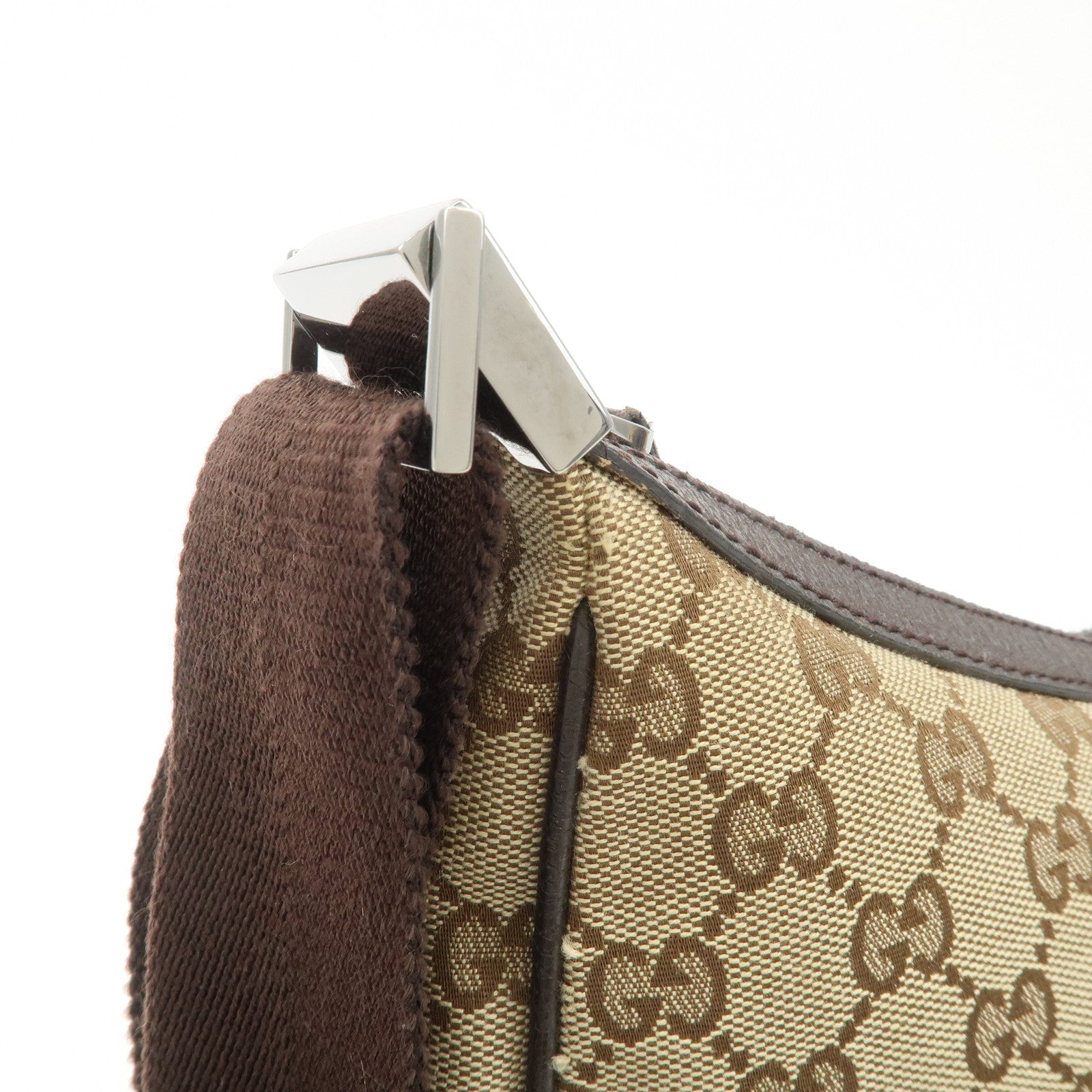 GUCCI GG Canvas Leather Shoulder Bag Beige Brown 122790