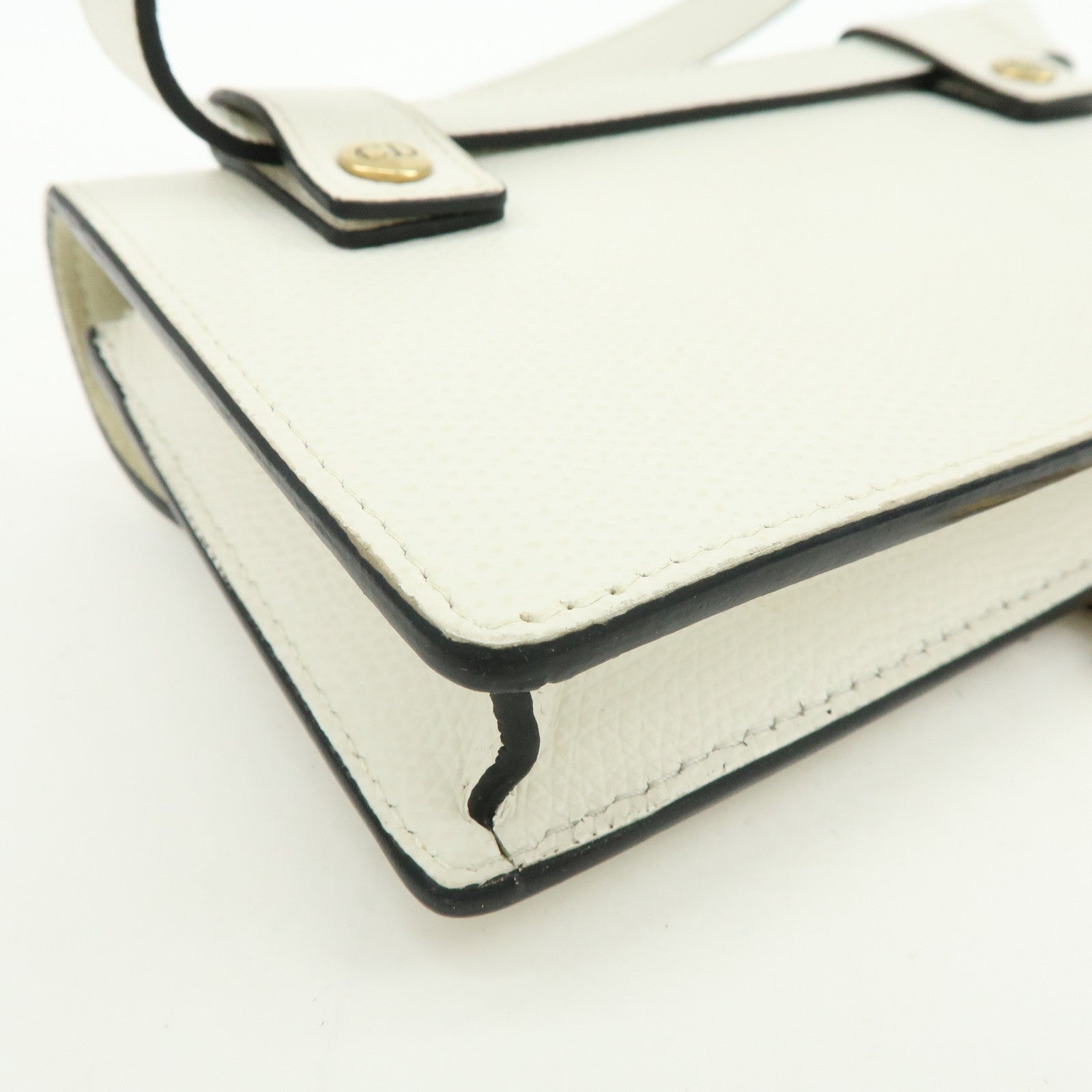 Christian Dior Saddle Calf Leather Waist Pouch Body Bag White