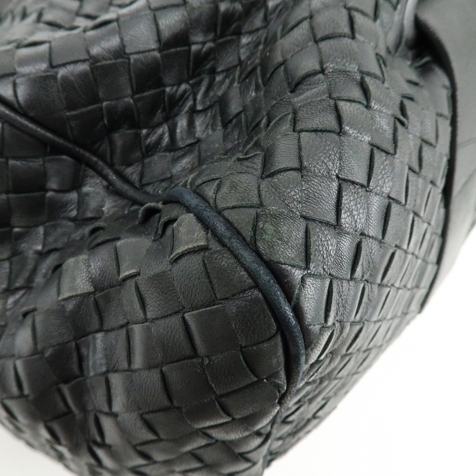 BOTTEGA VENETA Intrecciato Leather Boston Bag Shoulder Bag Black