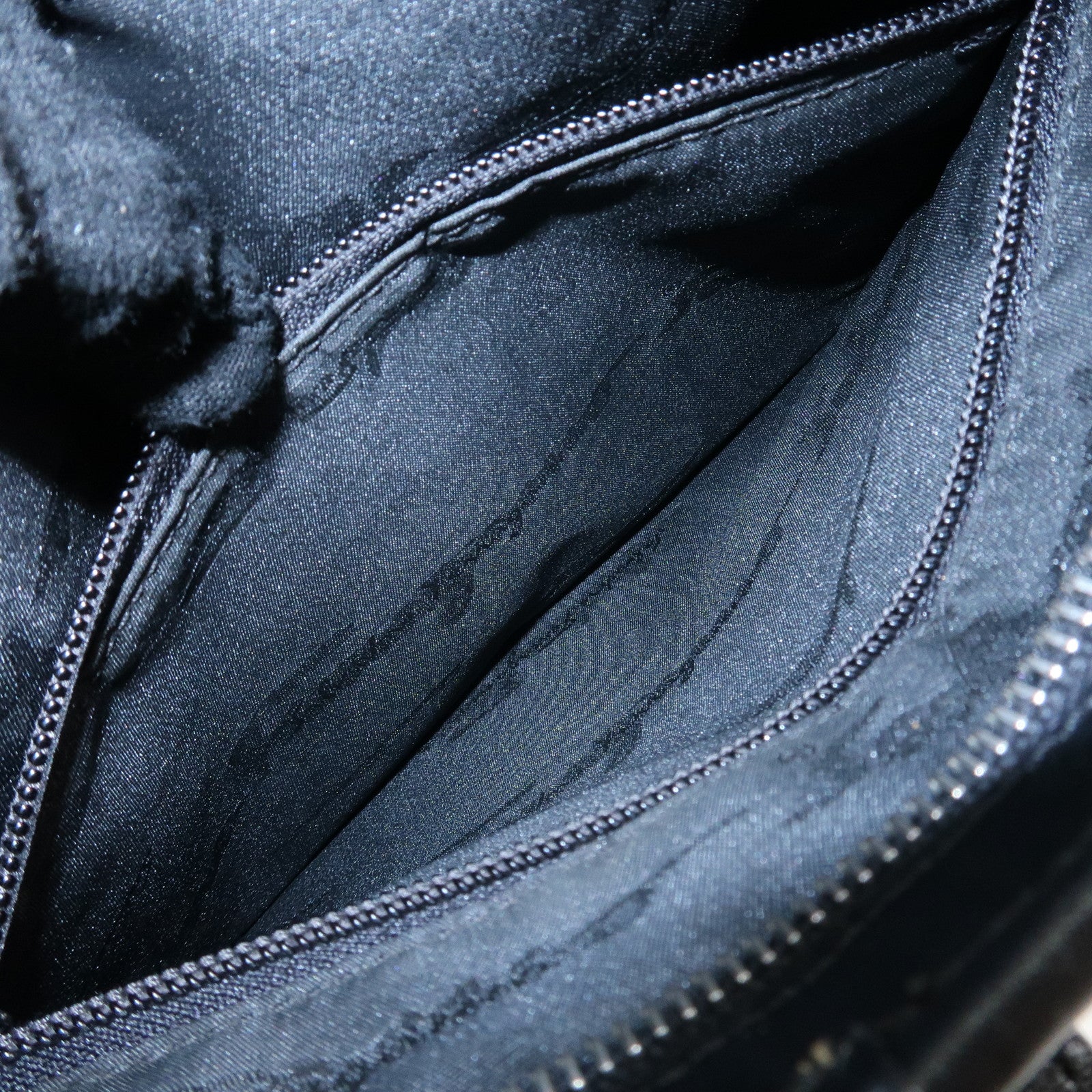 Ferragamo Nylon Canvas One Shoulder Bag Black Silver Hardware Used