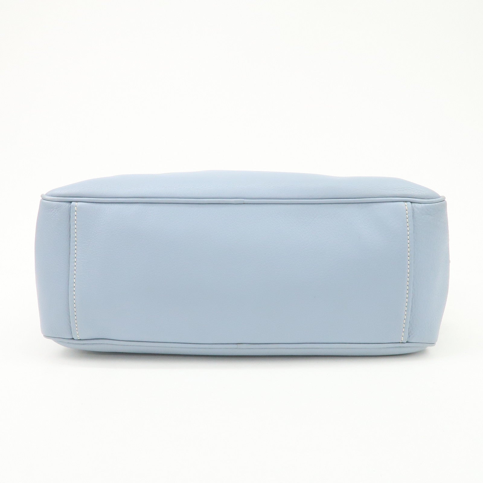 PRADA Leather Boston Bag Shoulder Bag Blue BR2246 Used