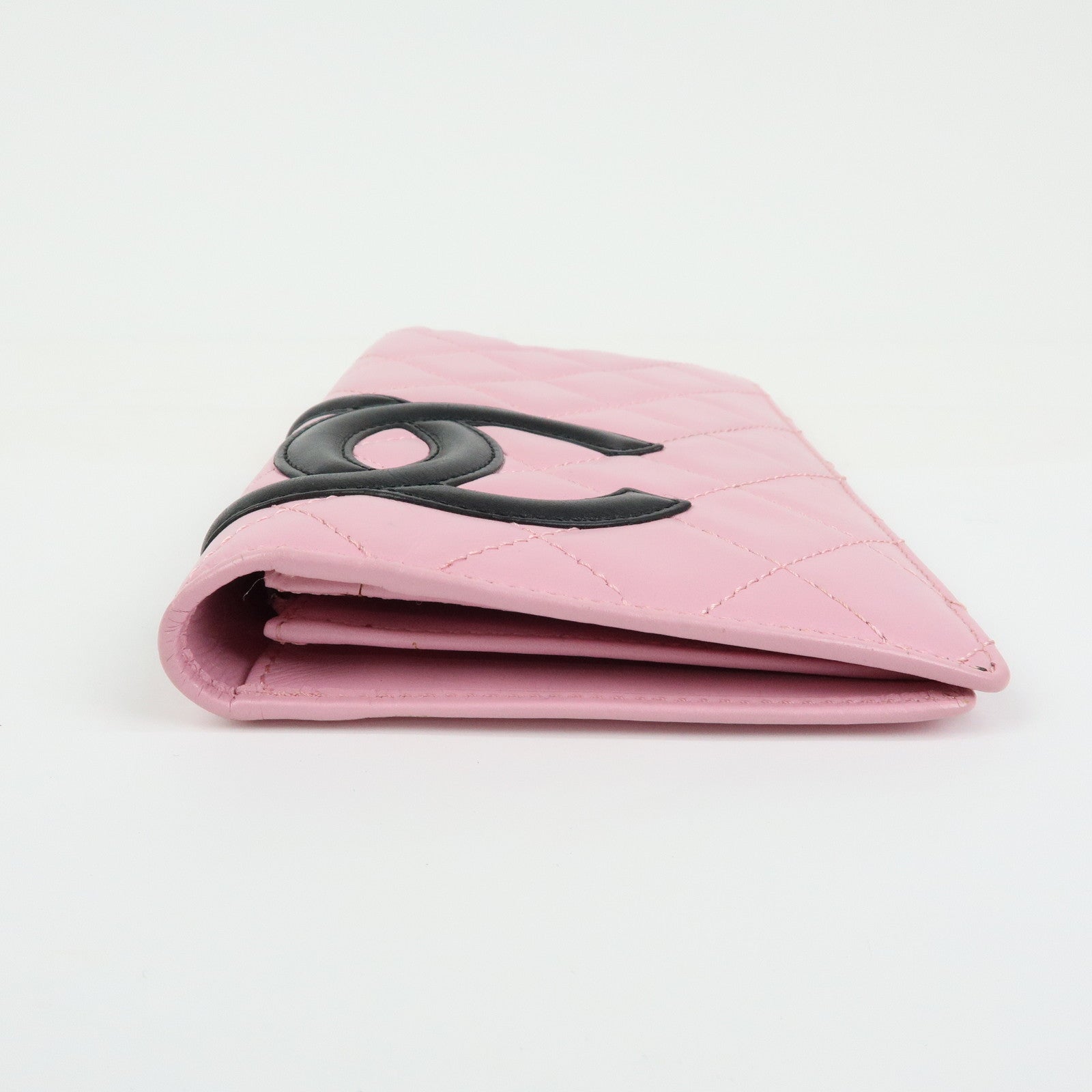 CHANEL Cambon Line COCO Mark Lambskin Long Wallet Pink A26717