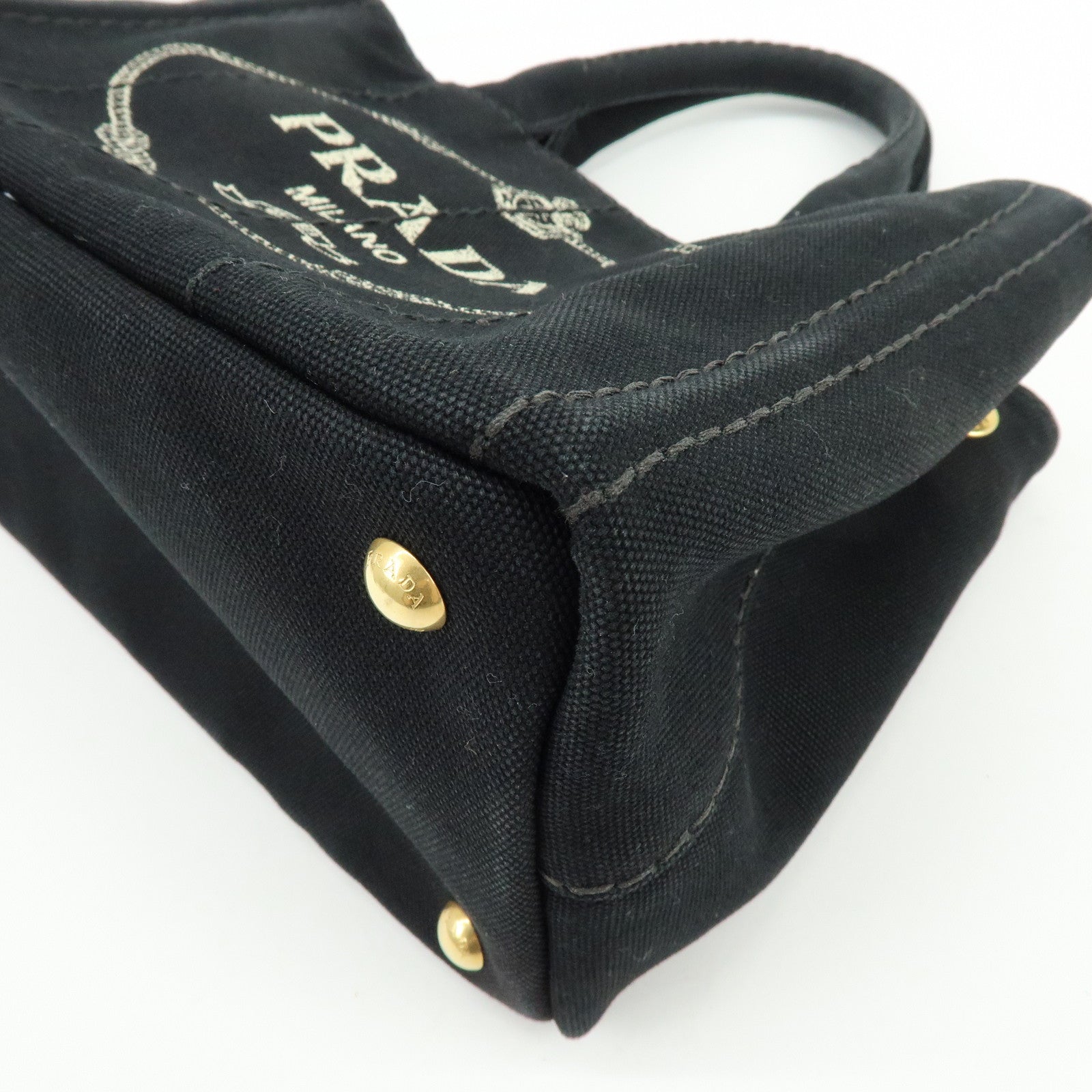 PRADA Triangle Logo Canapa Mini Canvas 2Way Bag Hand Bag 1BG439